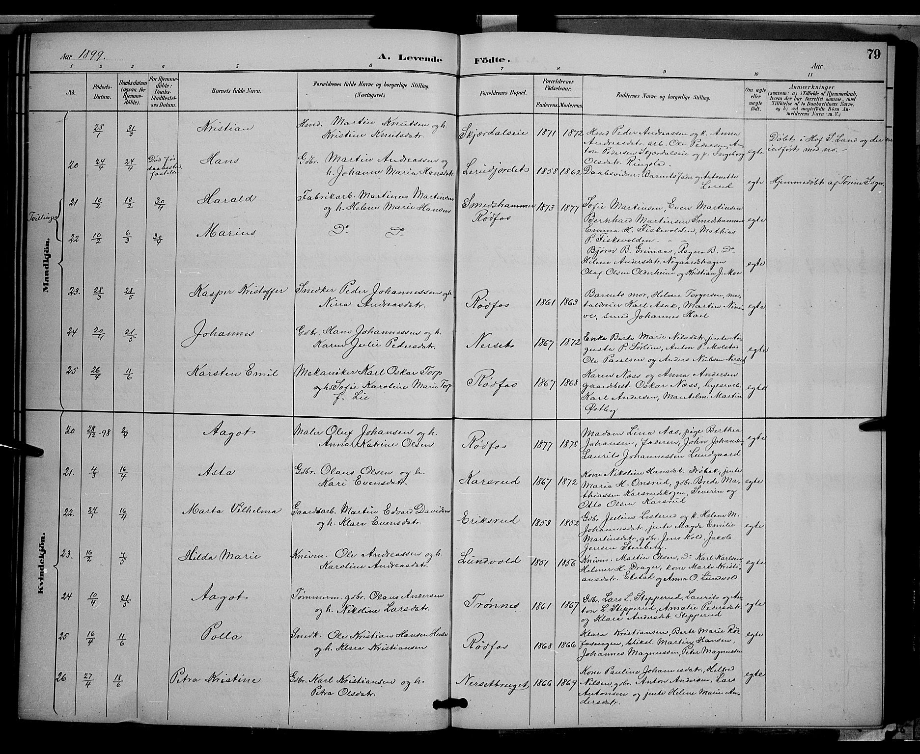 Vestre Toten prestekontor, AV/SAH-PREST-108/H/Ha/Hab/L0009: Parish register (copy) no. 9, 1888-1900, p. 79