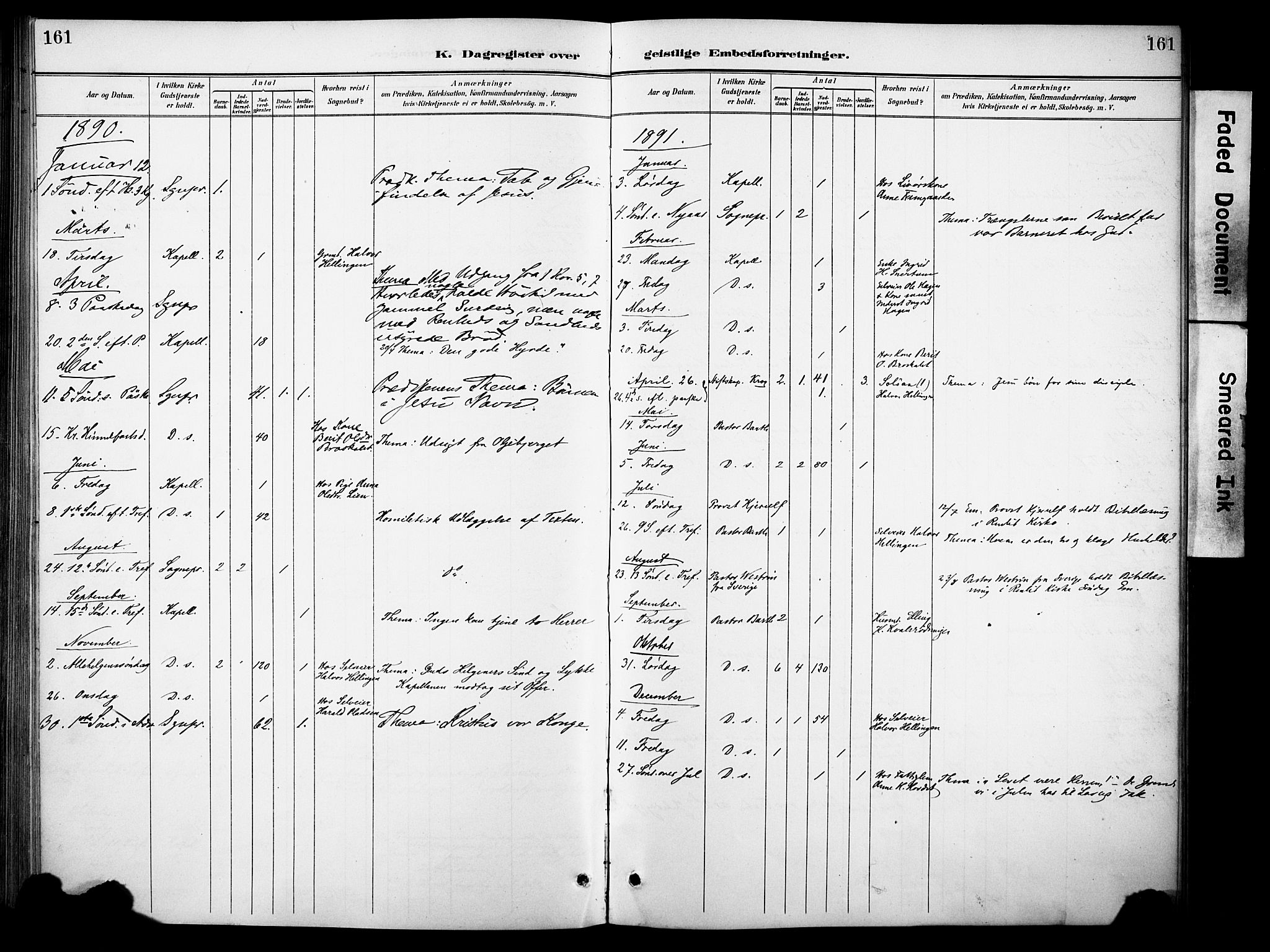 Sør-Aurdal prestekontor, SAH/PREST-128/H/Ha/Haa/L0010: Parish register (official) no. 10, 1886-1906, p. 161