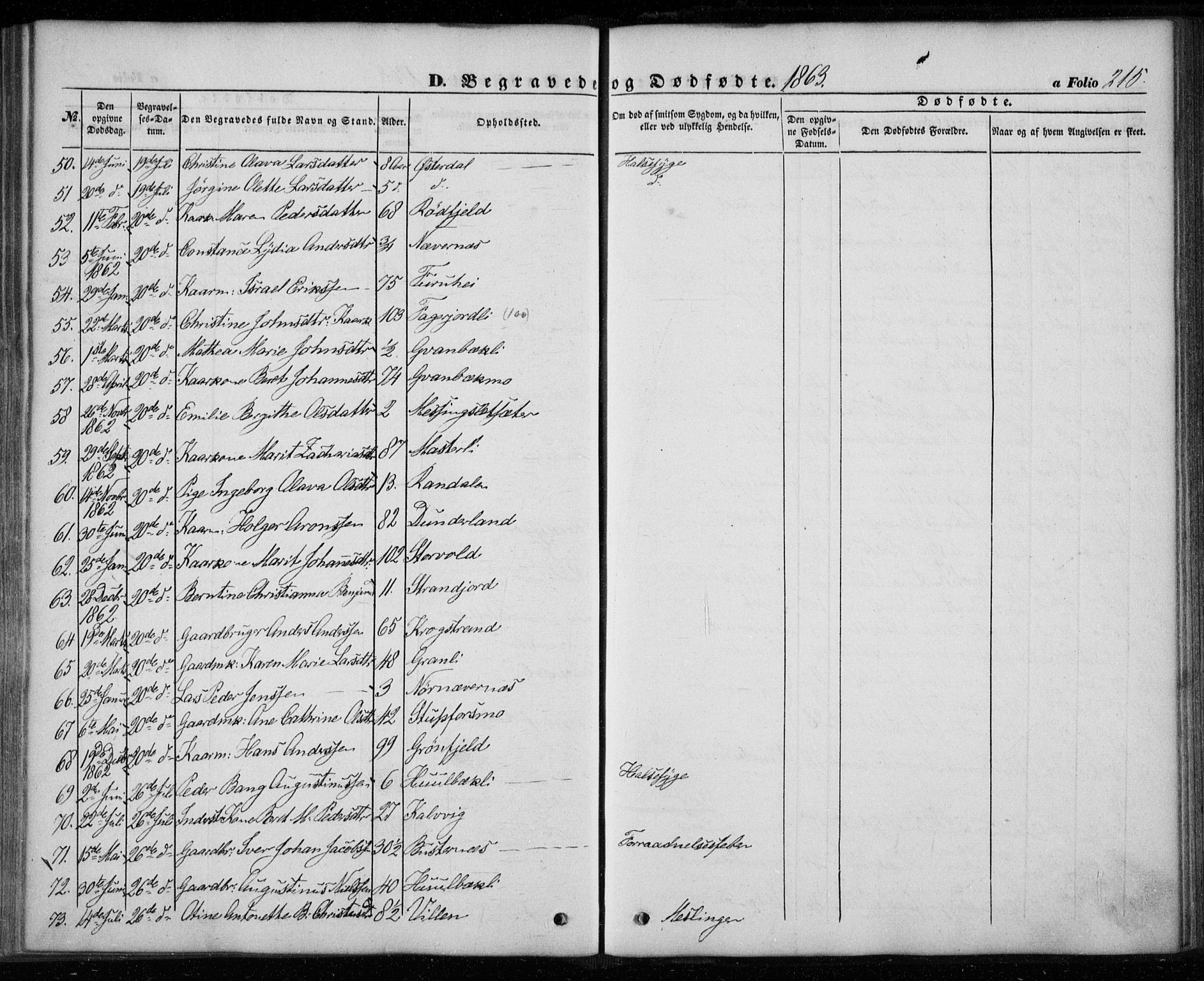 Ministerialprotokoller, klokkerbøker og fødselsregistre - Nordland, AV/SAT-A-1459/827/L0392: Parish register (official) no. 827A04, 1853-1866, p. 215