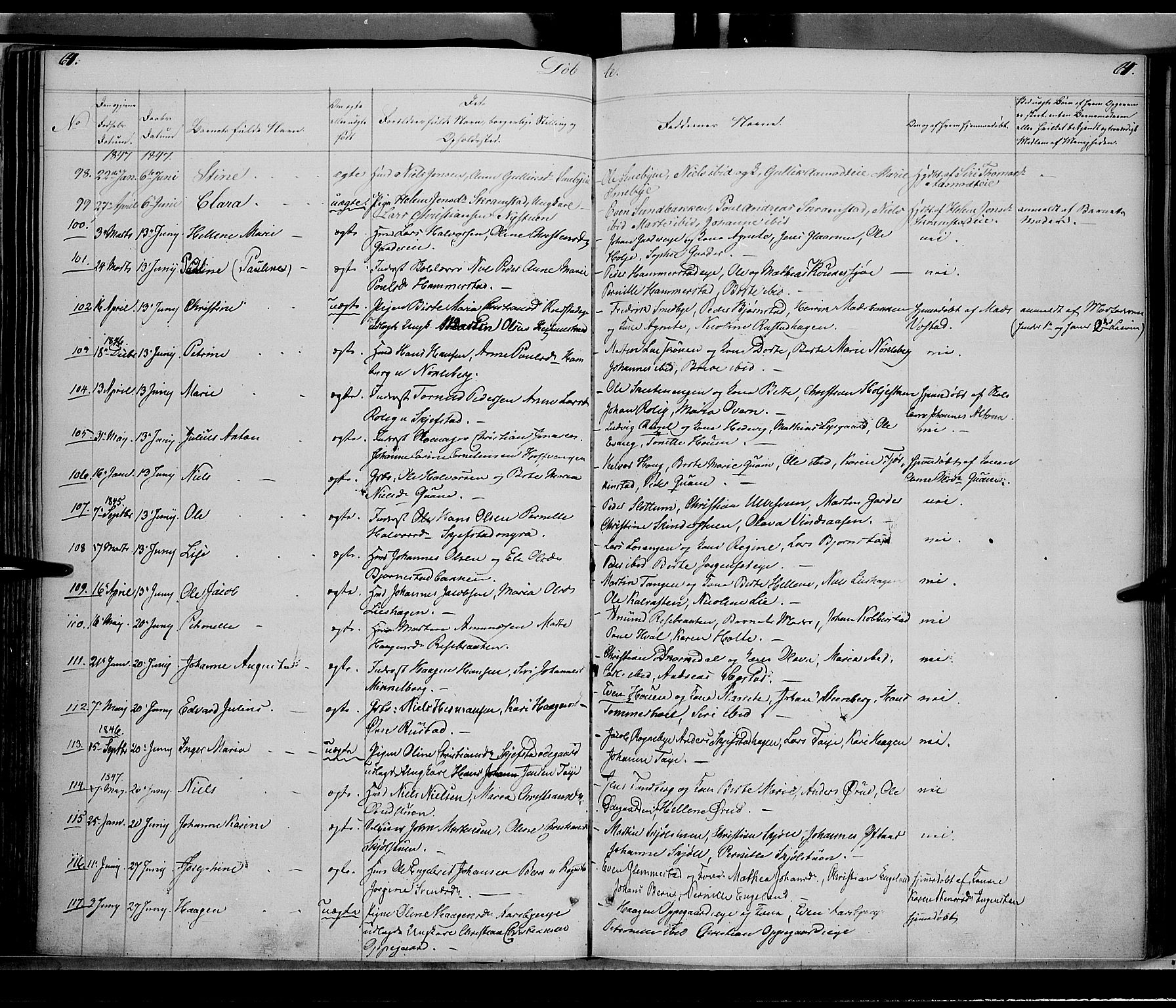 Østre Toten prestekontor, AV/SAH-PREST-104/H/Ha/Haa/L0002: Parish register (official) no. 2, 1840-1847, p. 64