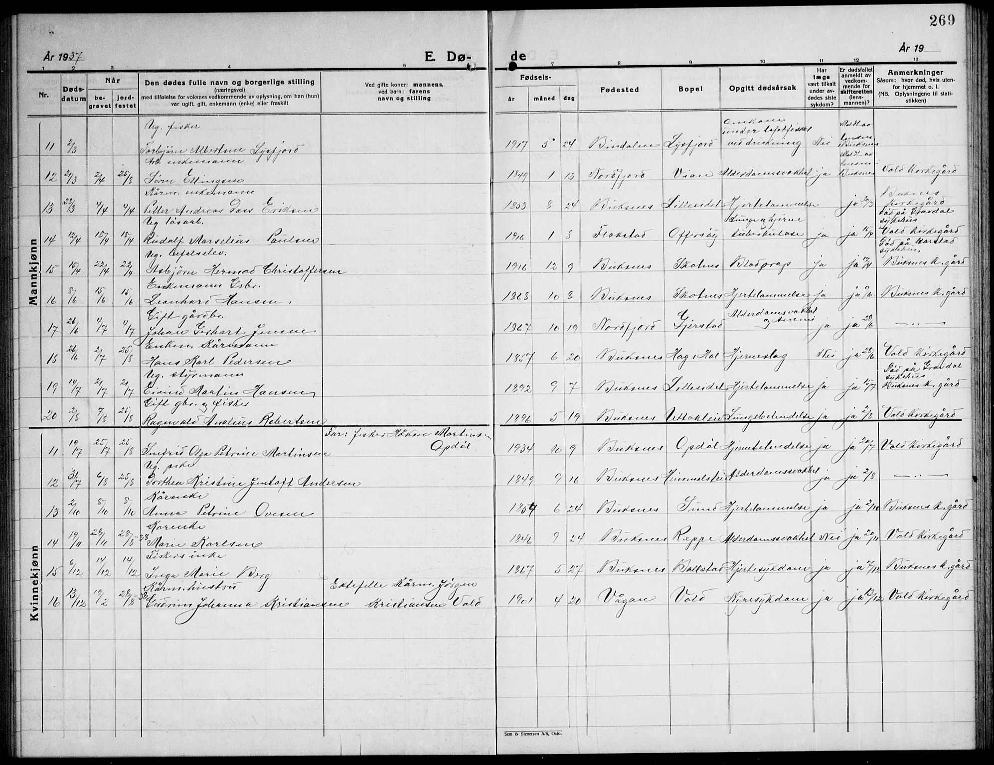 Ministerialprotokoller, klokkerbøker og fødselsregistre - Nordland, AV/SAT-A-1459/881/L1170: Parish register (copy) no. 881C07, 1930-1943, p. 269