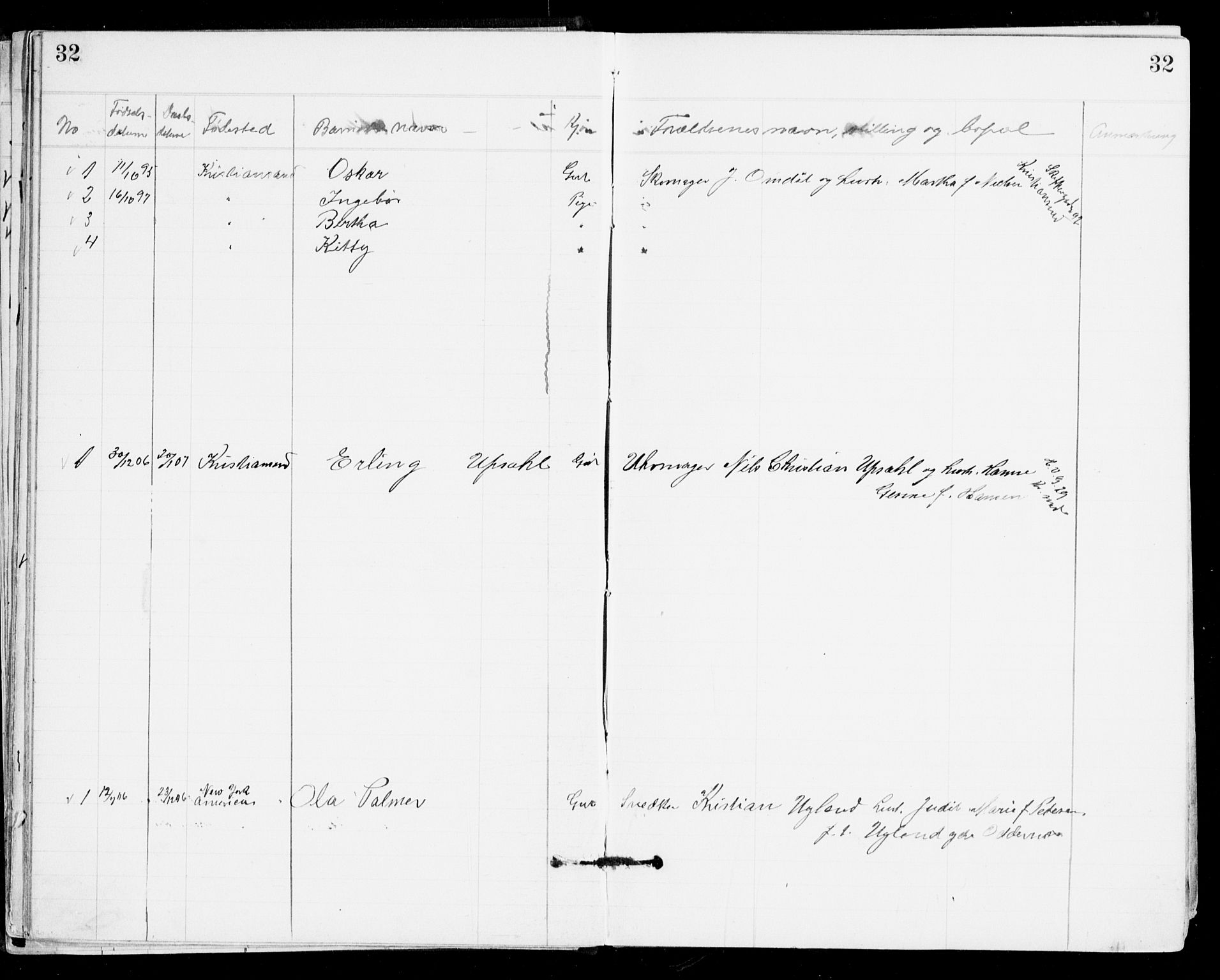 Den evangelisk-lutherske frikirke, Kristiansand, AV/SAK-1292-0017/F/Fa/L0002: Dissenter register no. F 10, 1889-1892, p. 32