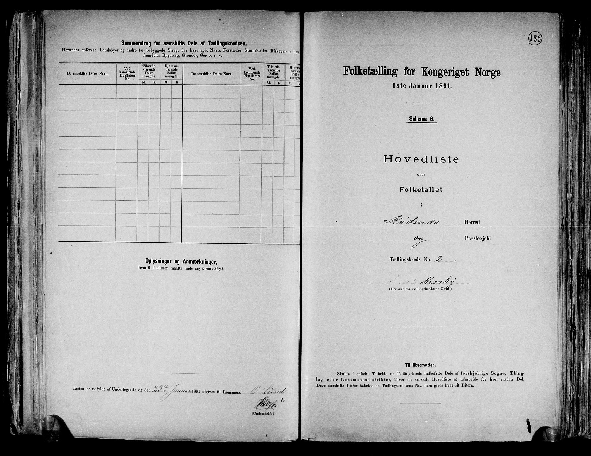 RA, 1891 census for 0120 Rødenes, 1891, p. 6