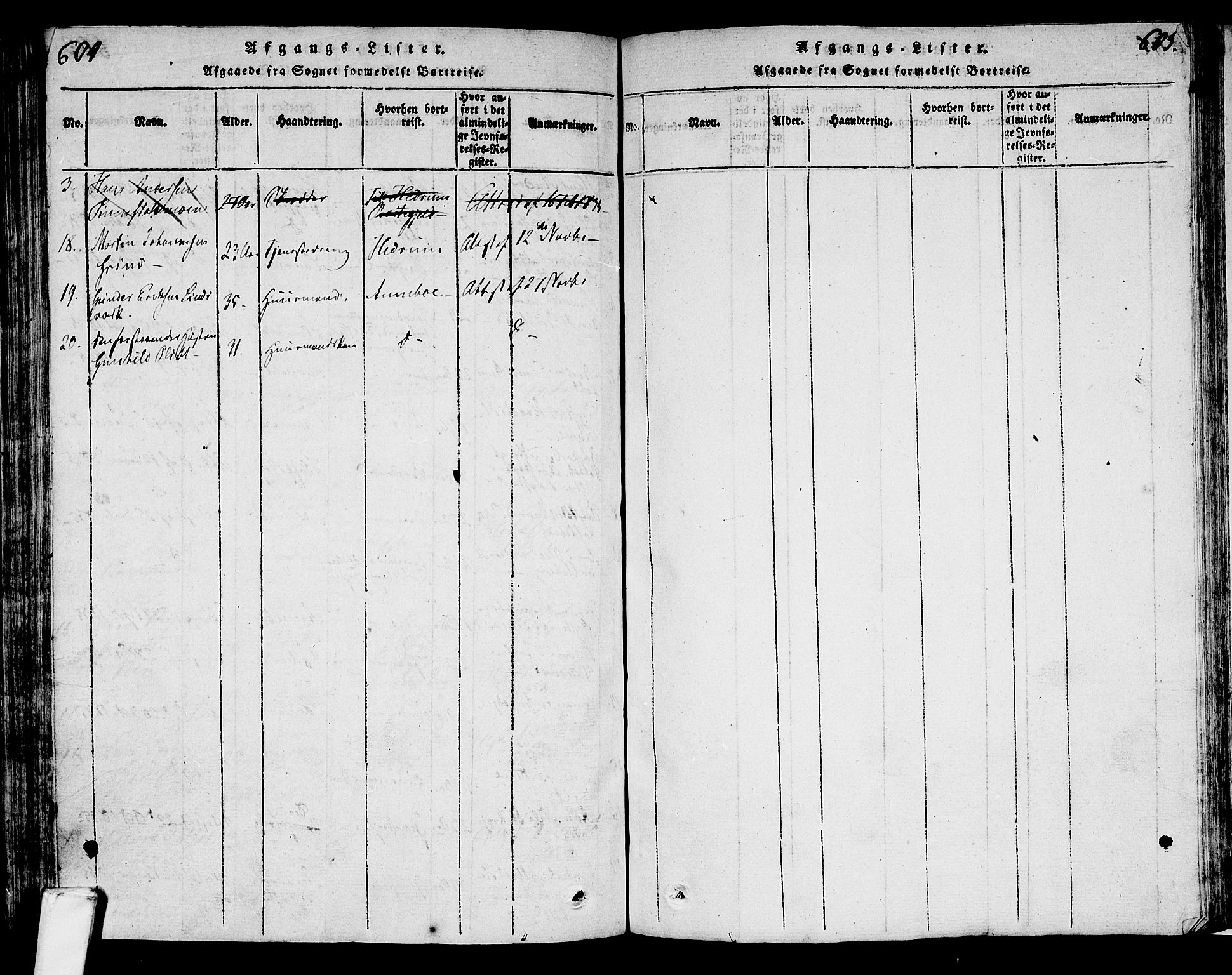 Lardal kirkebøker, AV/SAKO-A-350/F/Fa/L0005: Parish register (official) no. I 5, 1814-1835, p. 604-605