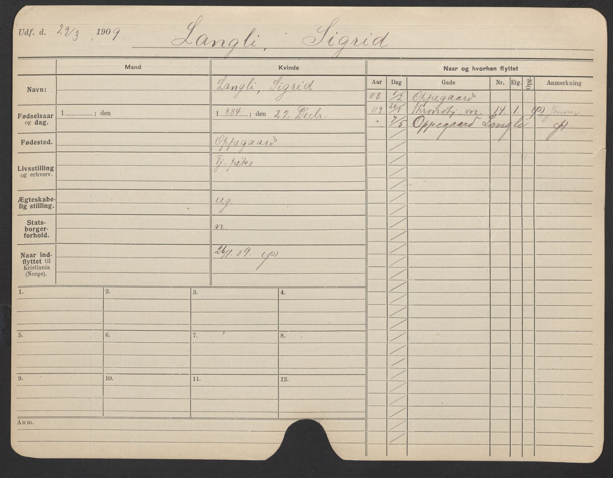Oslo folkeregister, Registerkort, AV/SAO-A-11715/F/Fa/Fac/L0019: Kvinner, 1906-1914, p. 752a