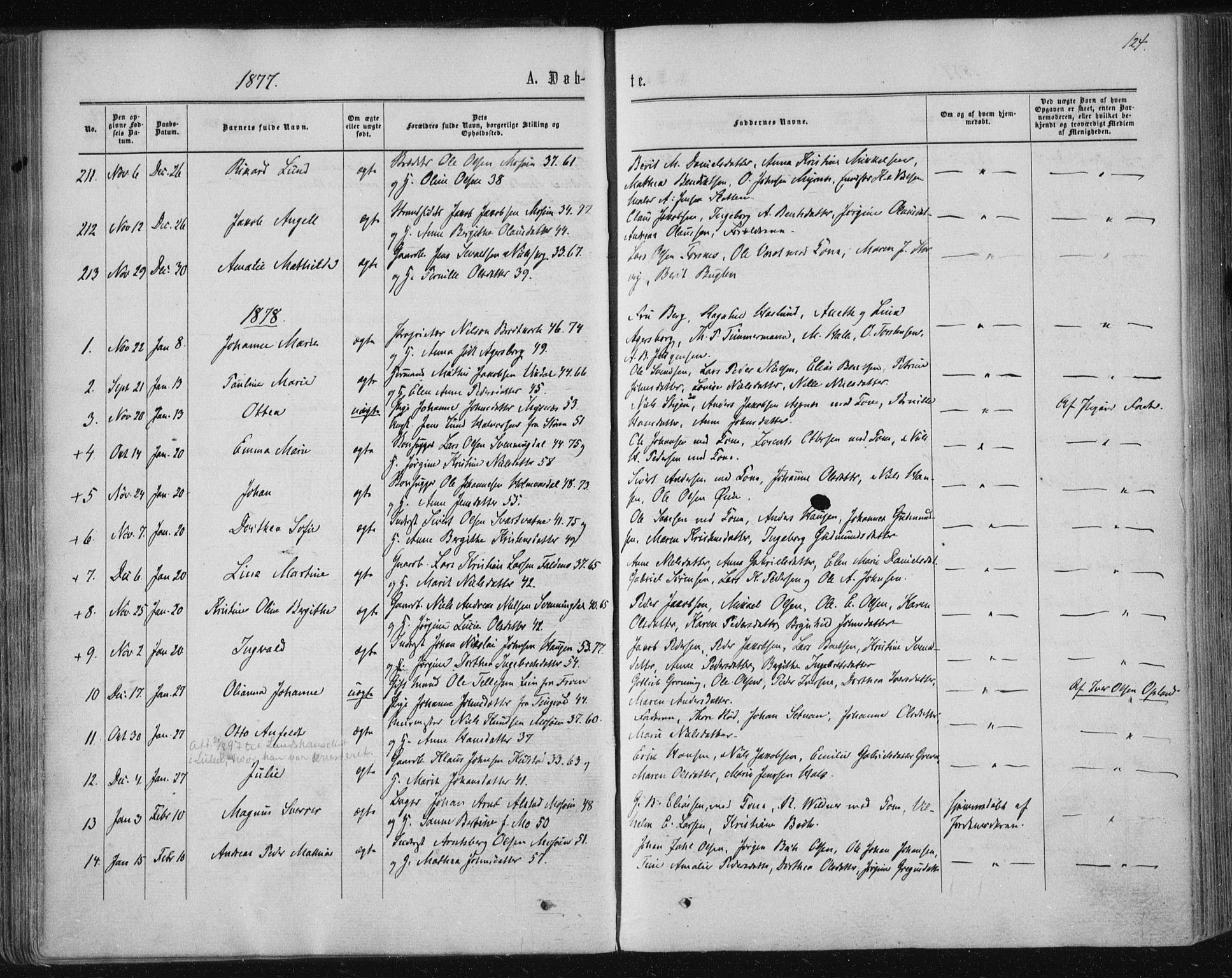 Ministerialprotokoller, klokkerbøker og fødselsregistre - Nordland, SAT/A-1459/820/L0294: Parish register (official) no. 820A15, 1866-1879, p. 124