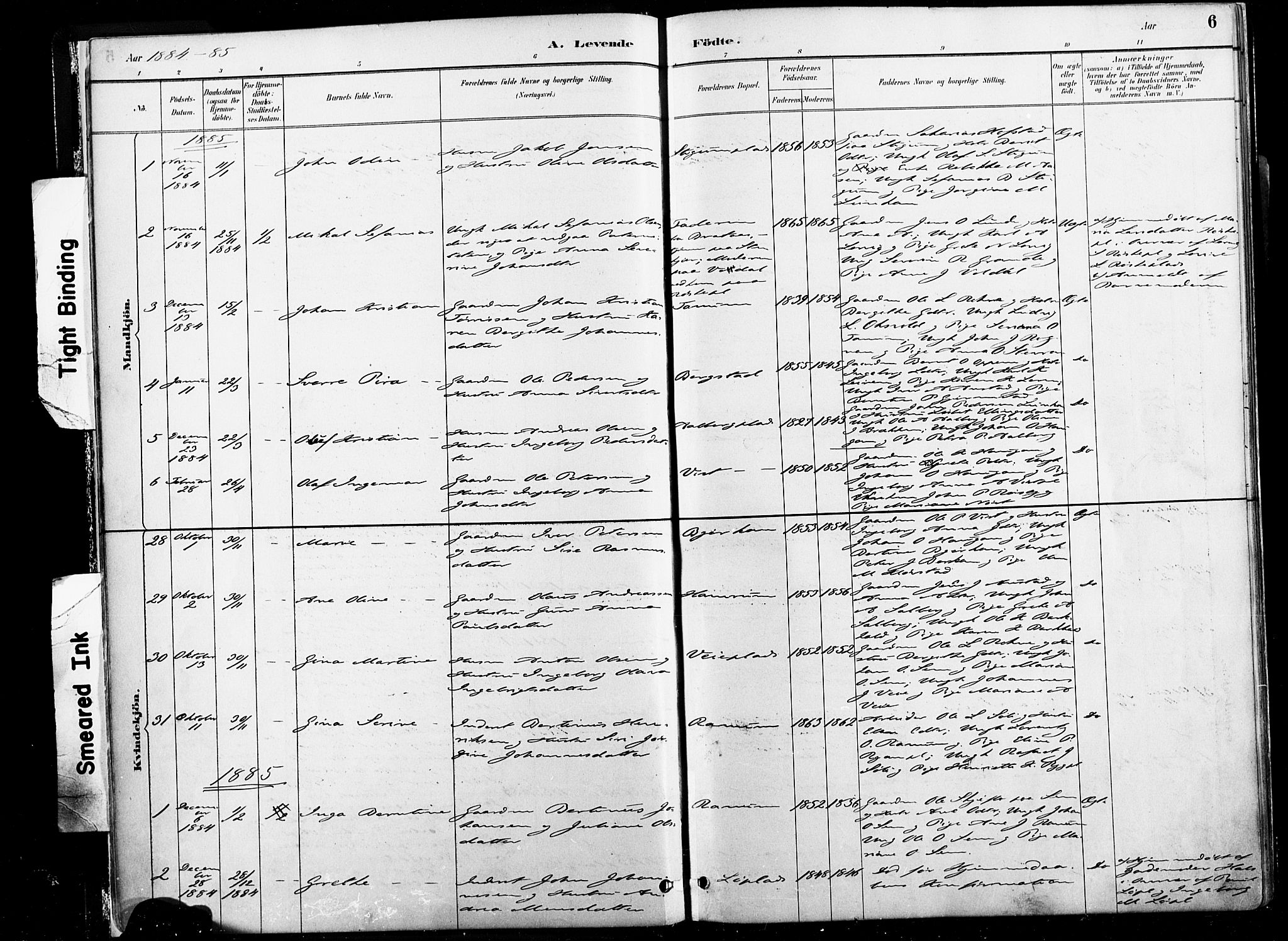 Ministerialprotokoller, klokkerbøker og fødselsregistre - Nord-Trøndelag, SAT/A-1458/735/L0351: Parish register (official) no. 735A10, 1884-1908, p. 6