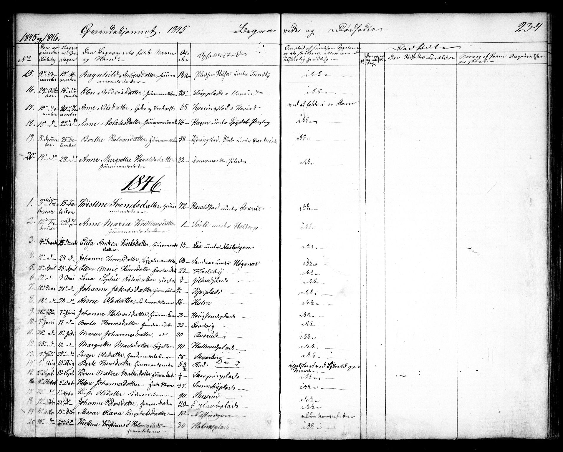 Spydeberg prestekontor Kirkebøker, SAO/A-10924/F/Fa/L0005: Parish register (official) no. I 5, 1842-1862, p. 234