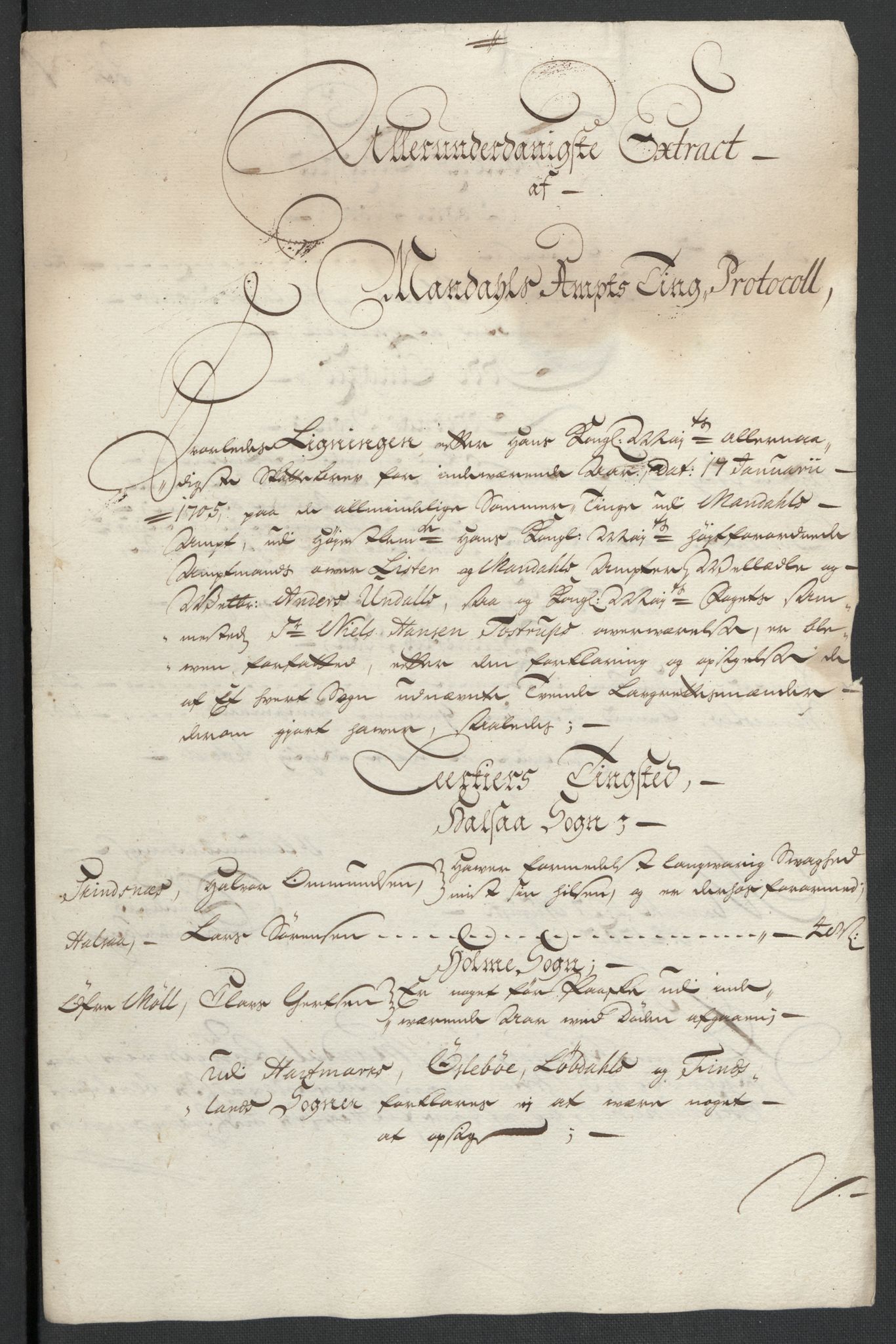 Rentekammeret inntil 1814, Reviderte regnskaper, Fogderegnskap, RA/EA-4092/R43/L2551: Fogderegnskap Lista og Mandal, 1705-1709, p. 56