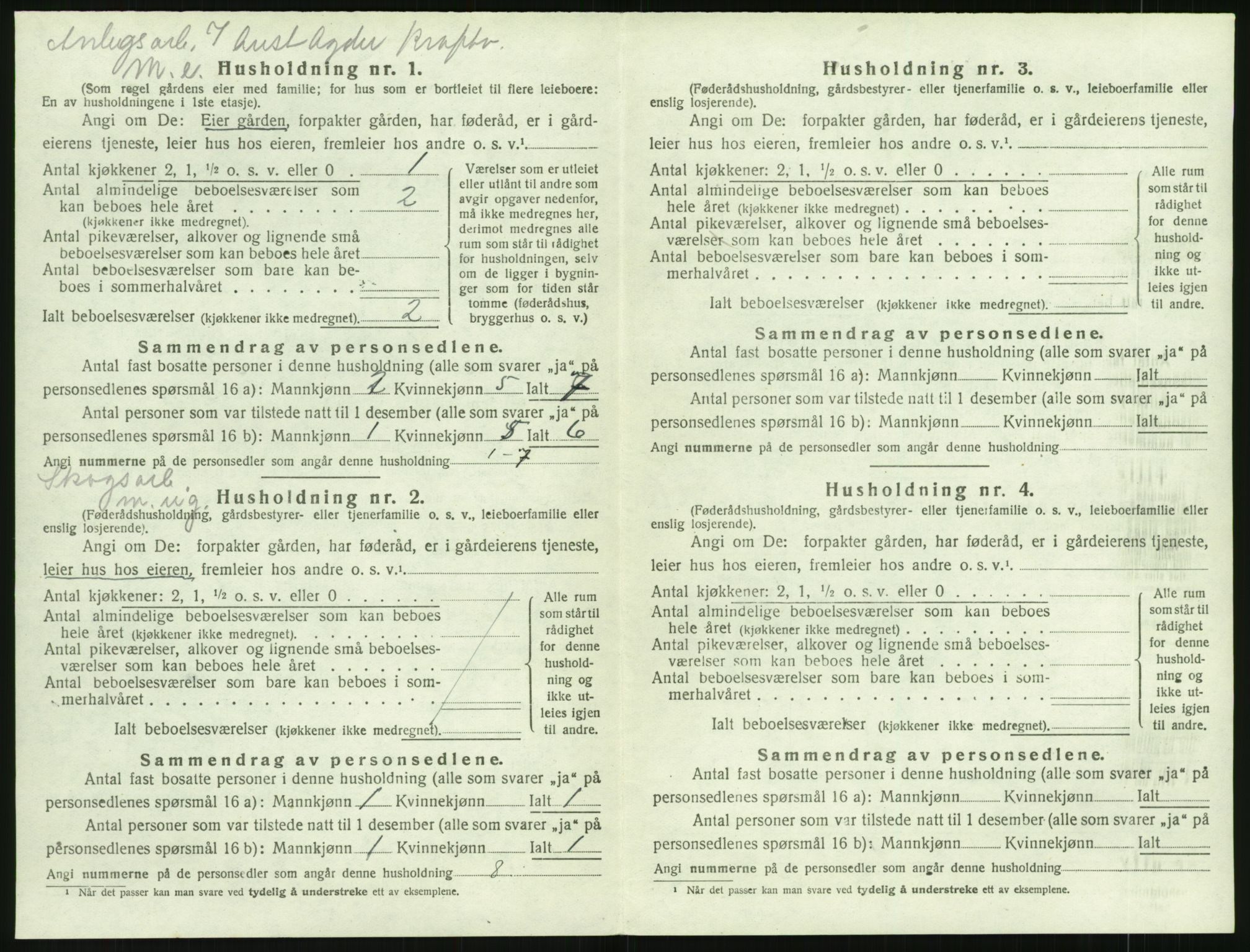 SAK, 1920 census for Åmli, 1920, p. 294