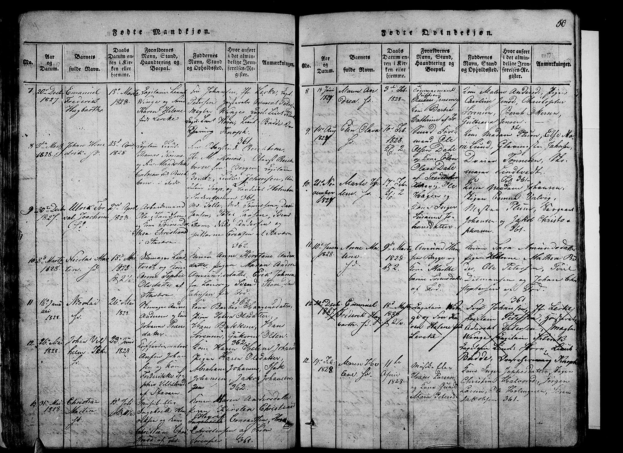 Stavern kirkebøker, AV/SAKO-A-318/G/Ga/L0001: Parish register (copy) no. 1, 1817-1841, p. 50
