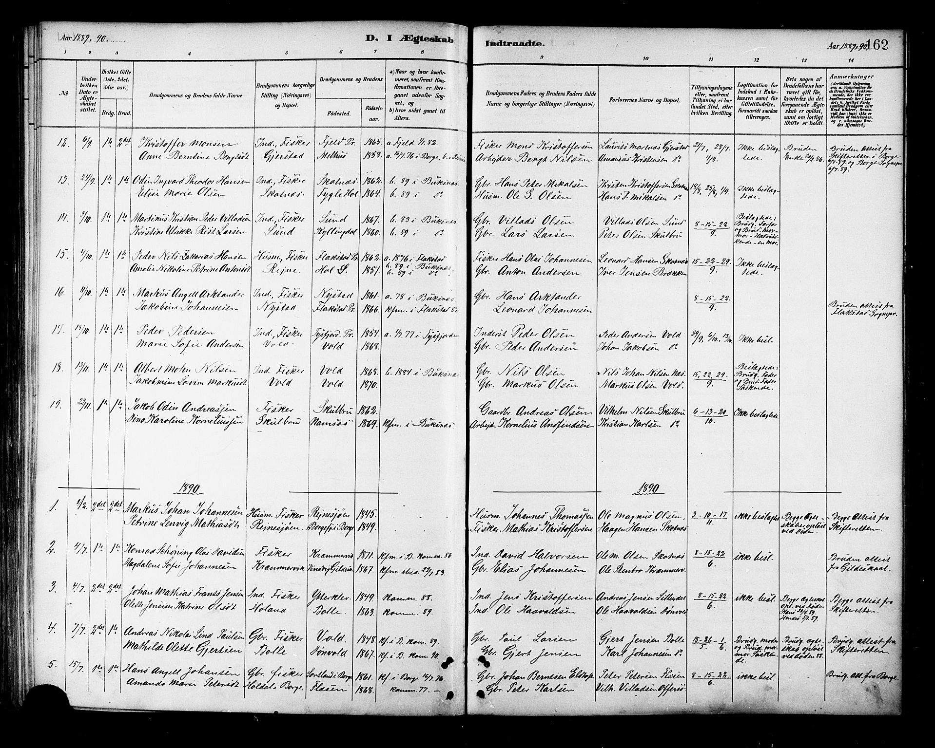 Ministerialprotokoller, klokkerbøker og fødselsregistre - Nordland, AV/SAT-A-1459/881/L1167: Parish register (copy) no. 881C04, 1886-1899, p. 162