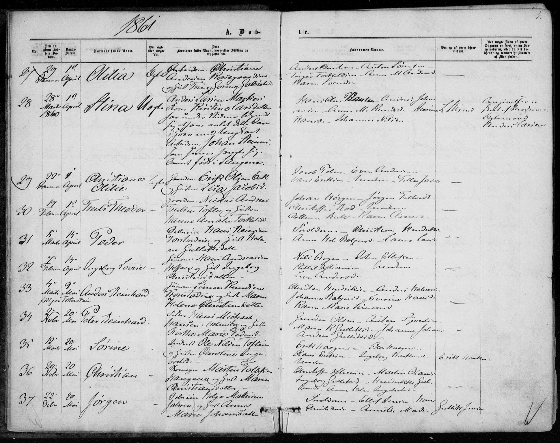 Hurum kirkebøker, AV/SAKO-A-229/F/Fa/L0012: Parish register (official) no. 12, 1861-1875, p. 4