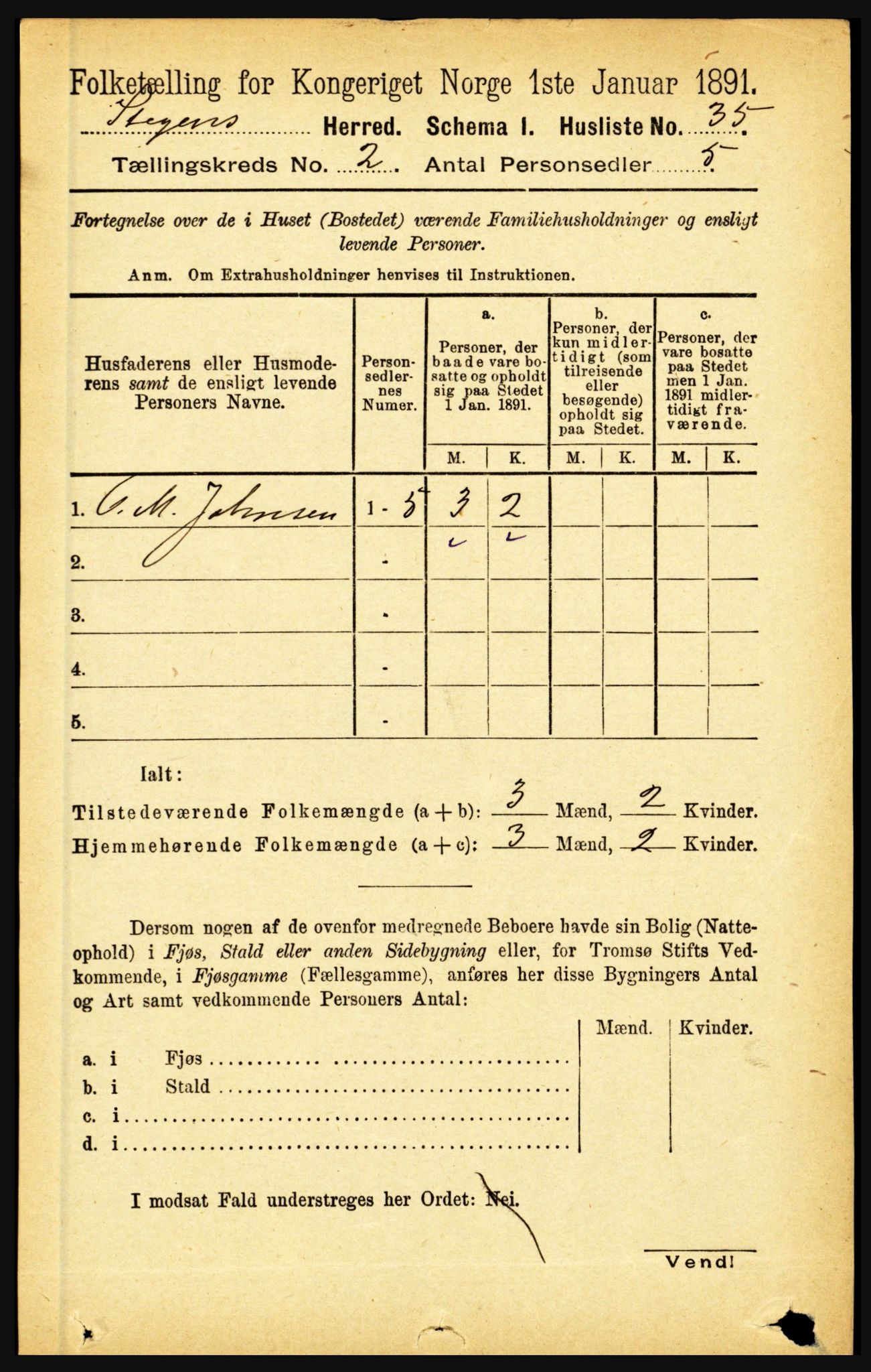 RA, 1891 census for 1848 Steigen, 1891, p. 648