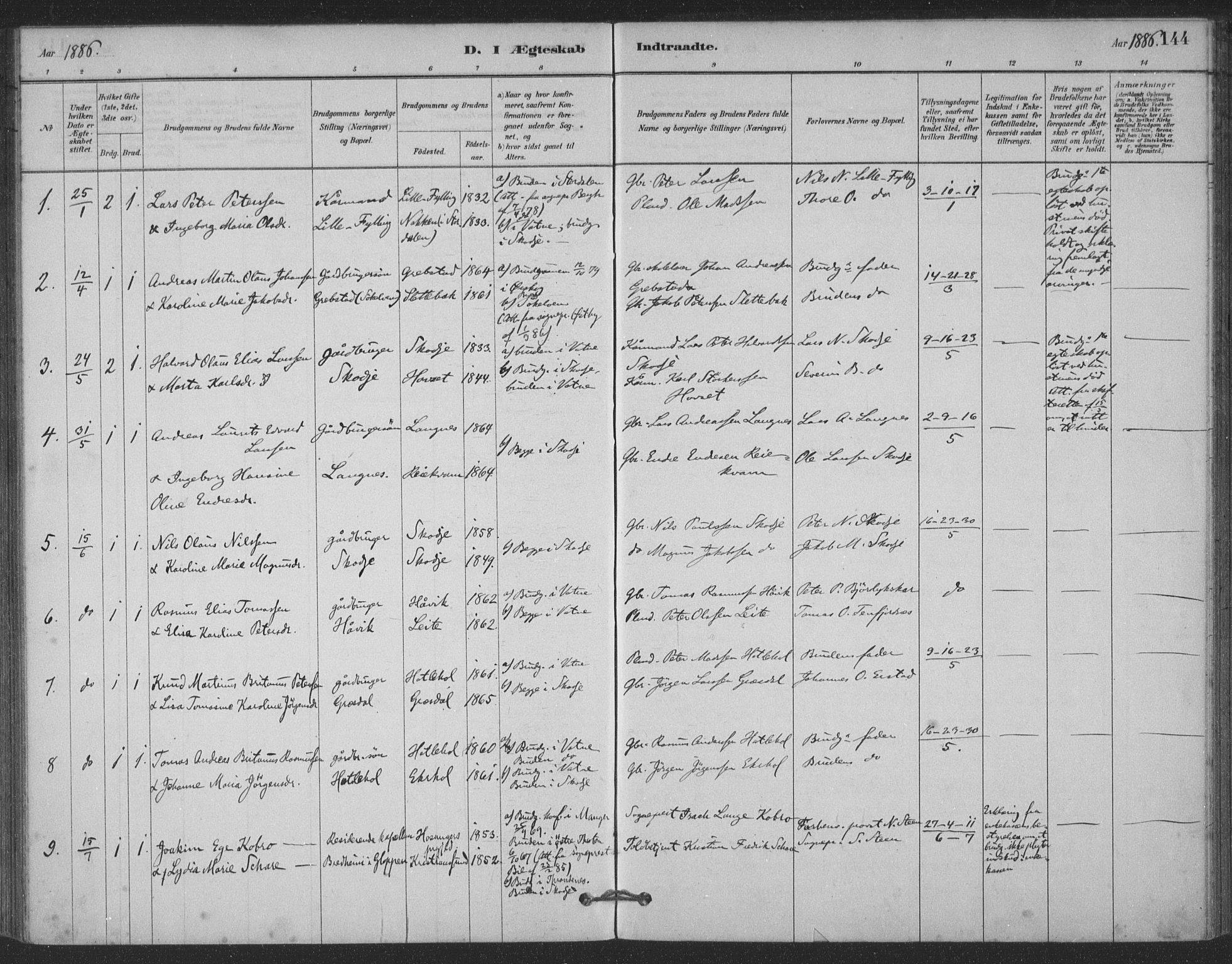 Ministerialprotokoller, klokkerbøker og fødselsregistre - Møre og Romsdal, AV/SAT-A-1454/524/L0356: Parish register (official) no. 524A08, 1880-1899, p. 144