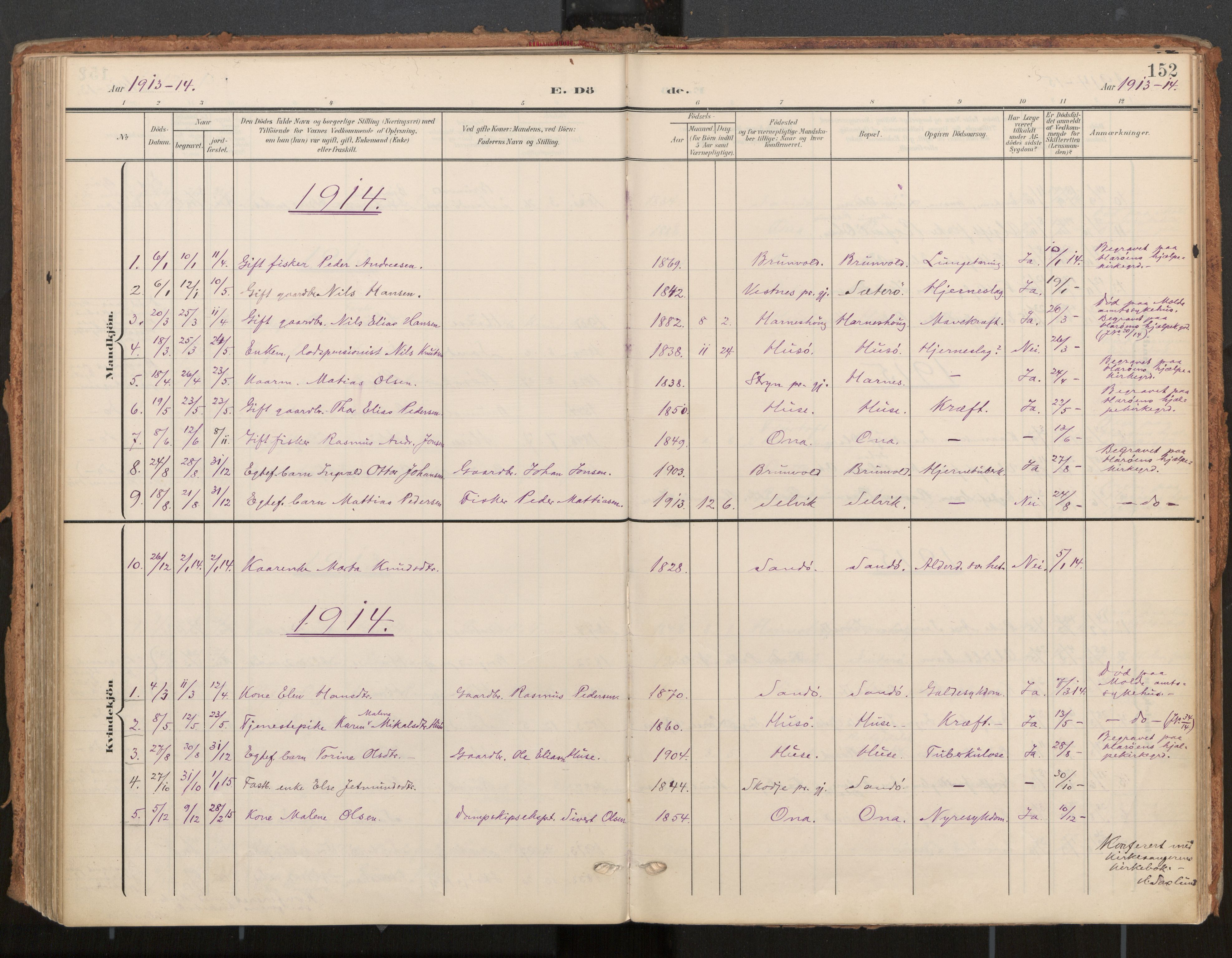 Ministerialprotokoller, klokkerbøker og fødselsregistre - Møre og Romsdal, AV/SAT-A-1454/561/L0730: Parish register (official) no. 561A04, 1901-1929, p. 152