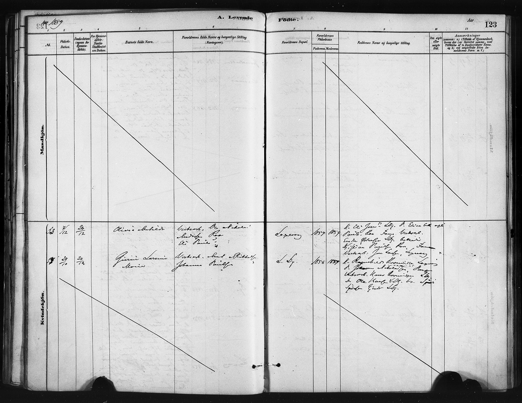 Askøy Sokneprestembete, AV/SAB-A-74101/H/Ha/Haa/Haae/L0002: Parish register (official) no. E 2, 1878-1891, p. 123