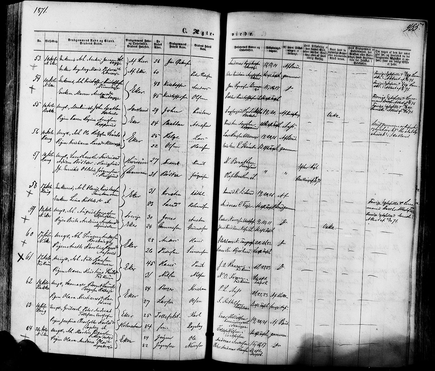 Eiker kirkebøker, SAKO/A-4/F/Fa/L0017: Parish register (official) no. I 17, 1869-1877, p. 455