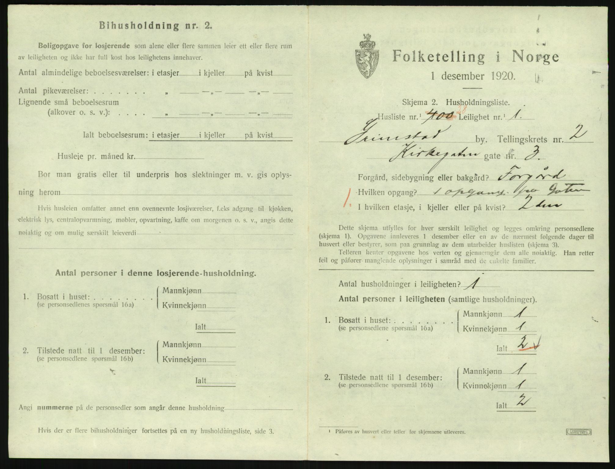 SAK, 1920 census for Grimstad, 1920, p. 1347