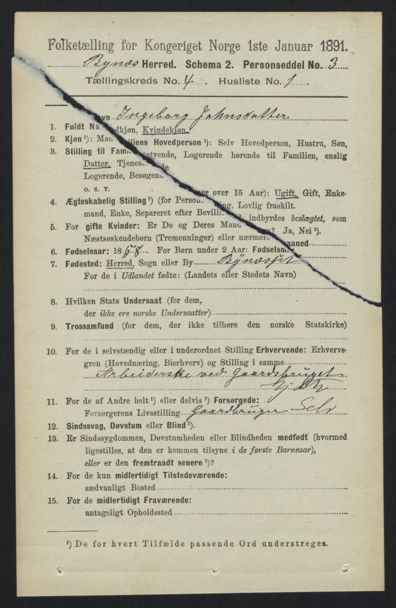 RA, 1891 census for 1655 Byneset, 1891, p. 1585