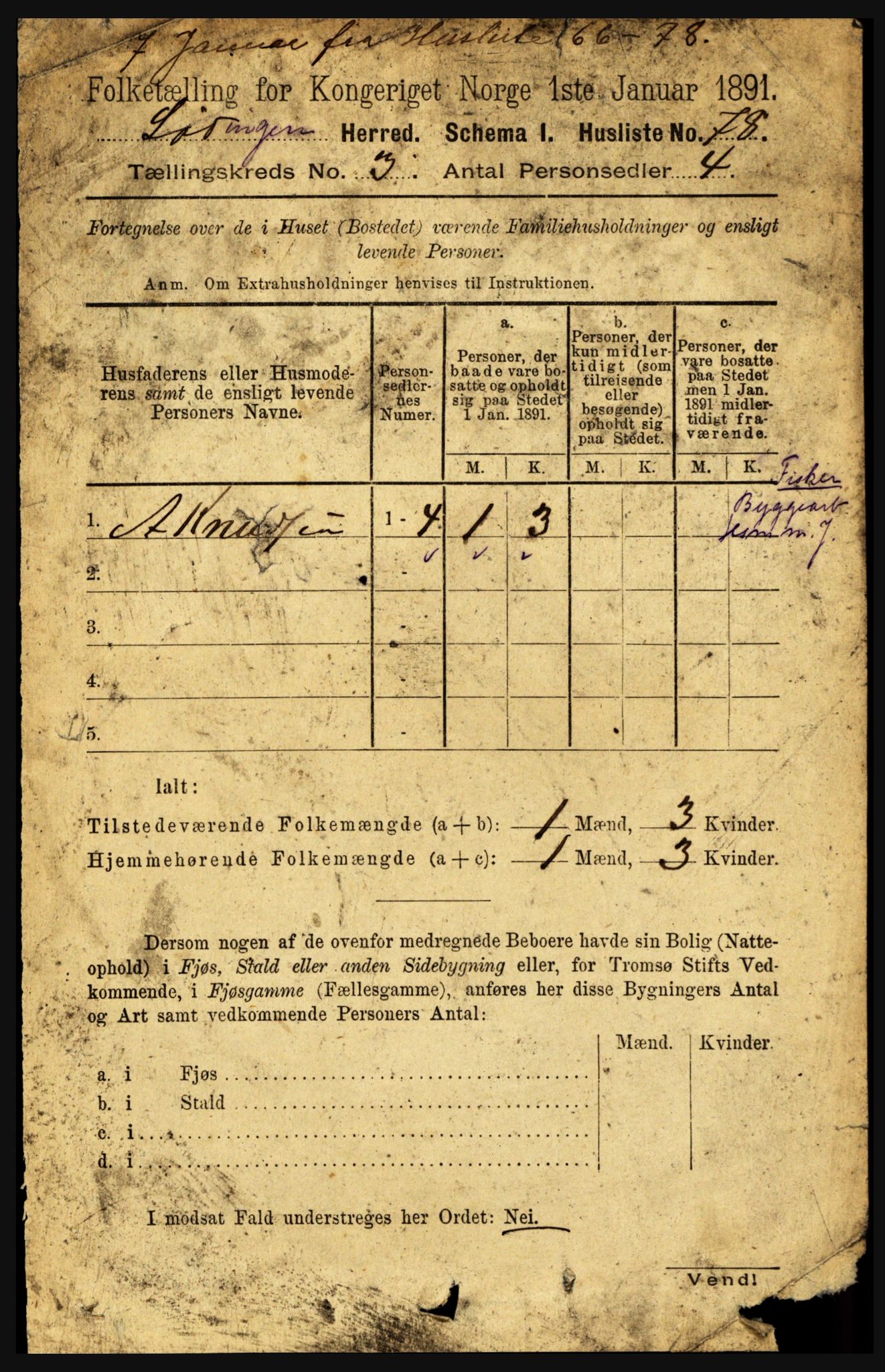 RA, 1891 census for 1851 Lødingen, 1891, p. 1374