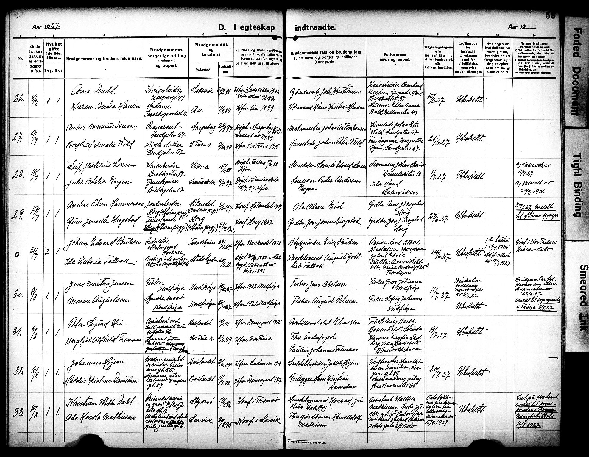 Ministerialprotokoller, klokkerbøker og fødselsregistre - Sør-Trøndelag, AV/SAT-A-1456/602/L0149: Parish register (copy) no. 602C17, 1919-1932, p. 59