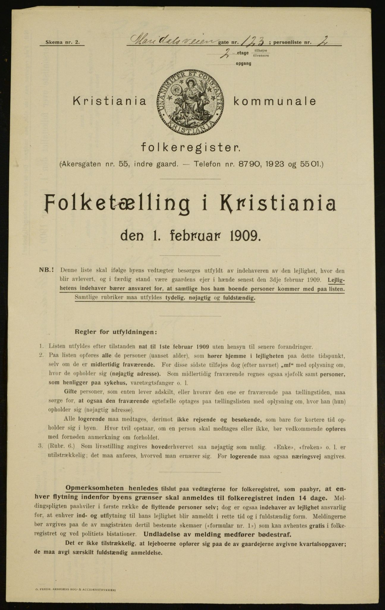 OBA, Municipal Census 1909 for Kristiania, 1909, p. 56894