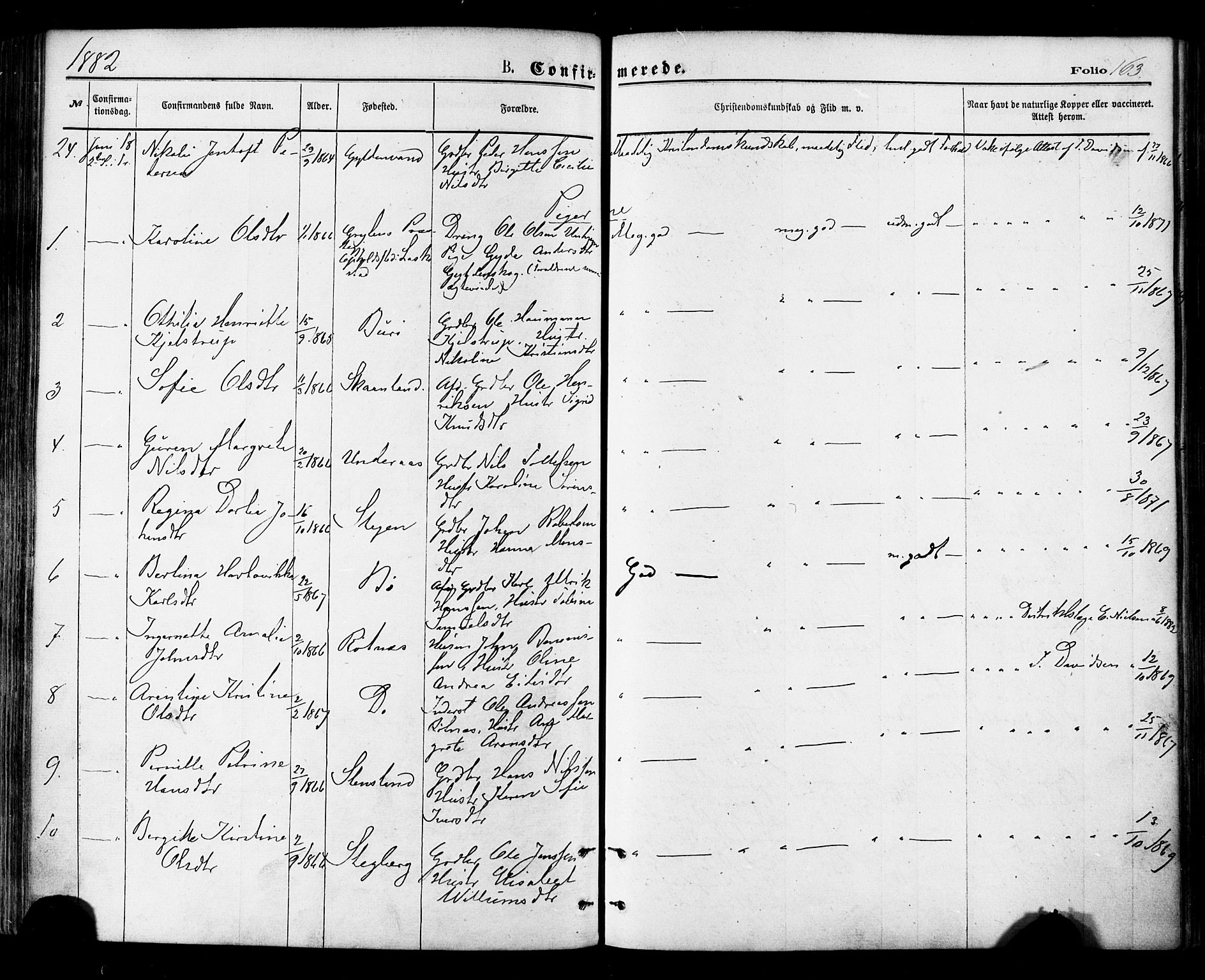 Ministerialprotokoller, klokkerbøker og fødselsregistre - Nordland, SAT/A-1459/855/L0802: Parish register (official) no. 855A10, 1875-1886, p. 163