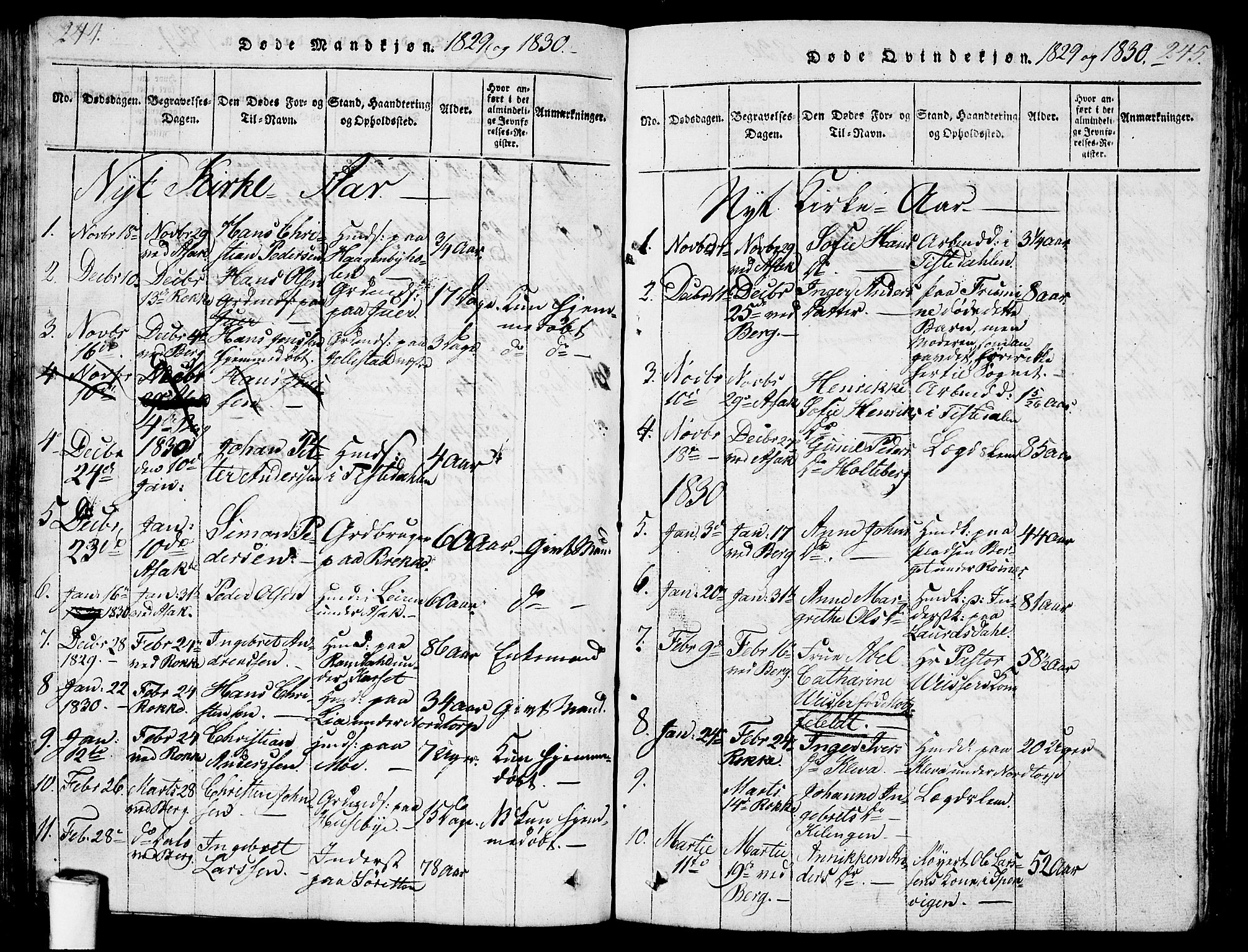 Berg prestekontor Kirkebøker, SAO/A-10902/G/Ga/L0001: Parish register (copy) no. I 1, 1815-1832, p. 244-245