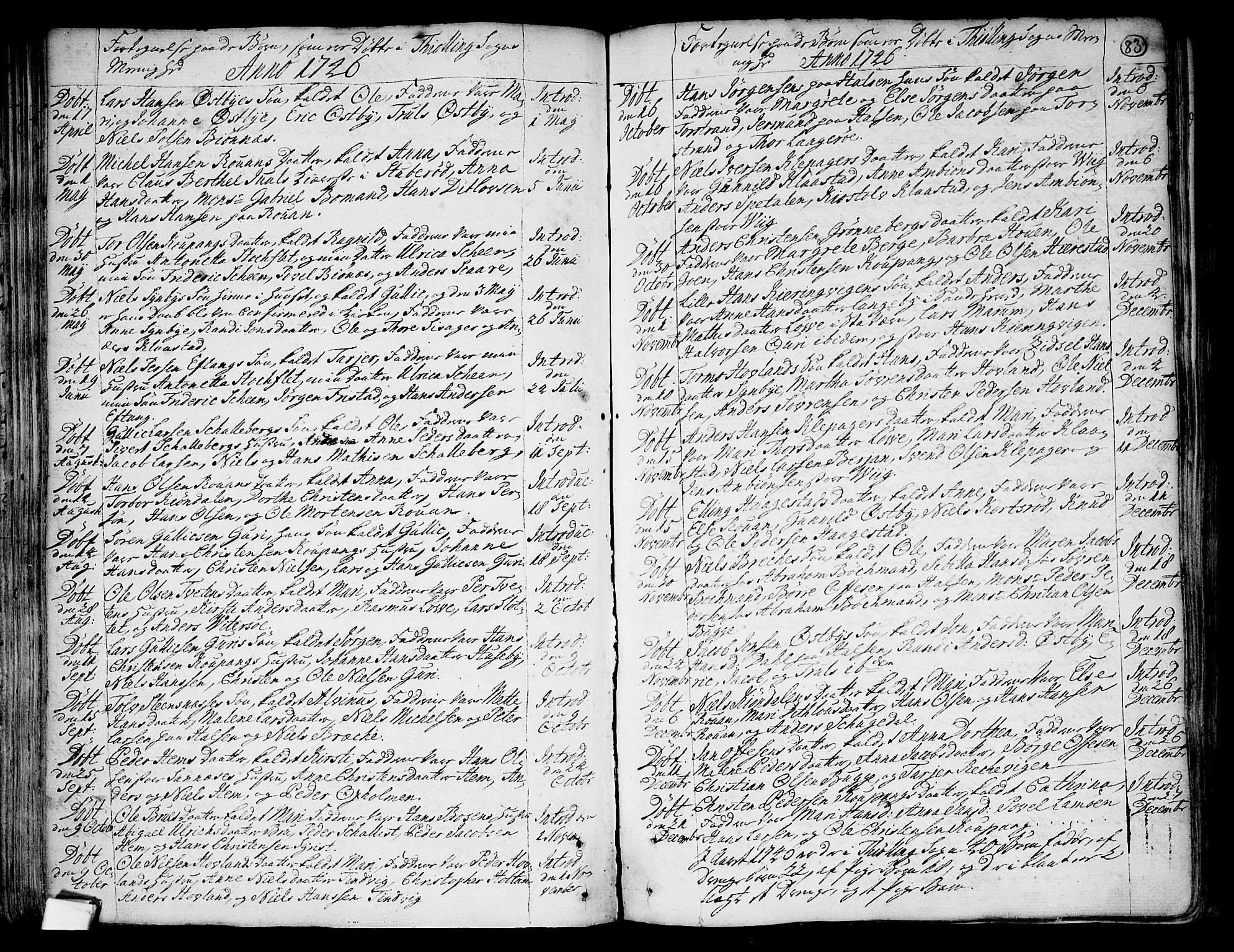Tjølling kirkebøker, SAKO/A-60/F/Fa/L0003: Parish register (official) no. 3, 1735-1778, p. 83