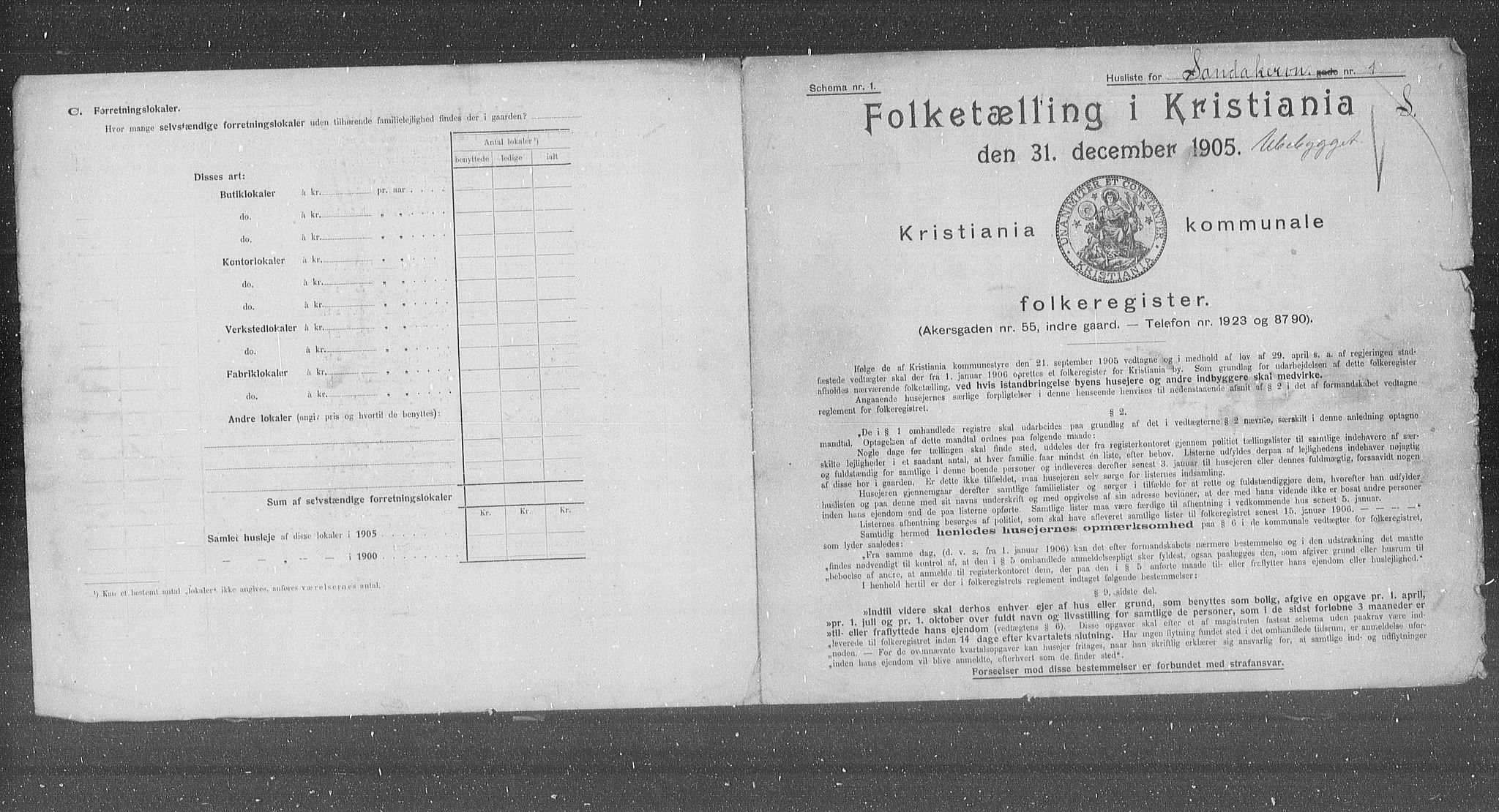 OBA, Municipal Census 1905 for Kristiania, 1905, p. 45573