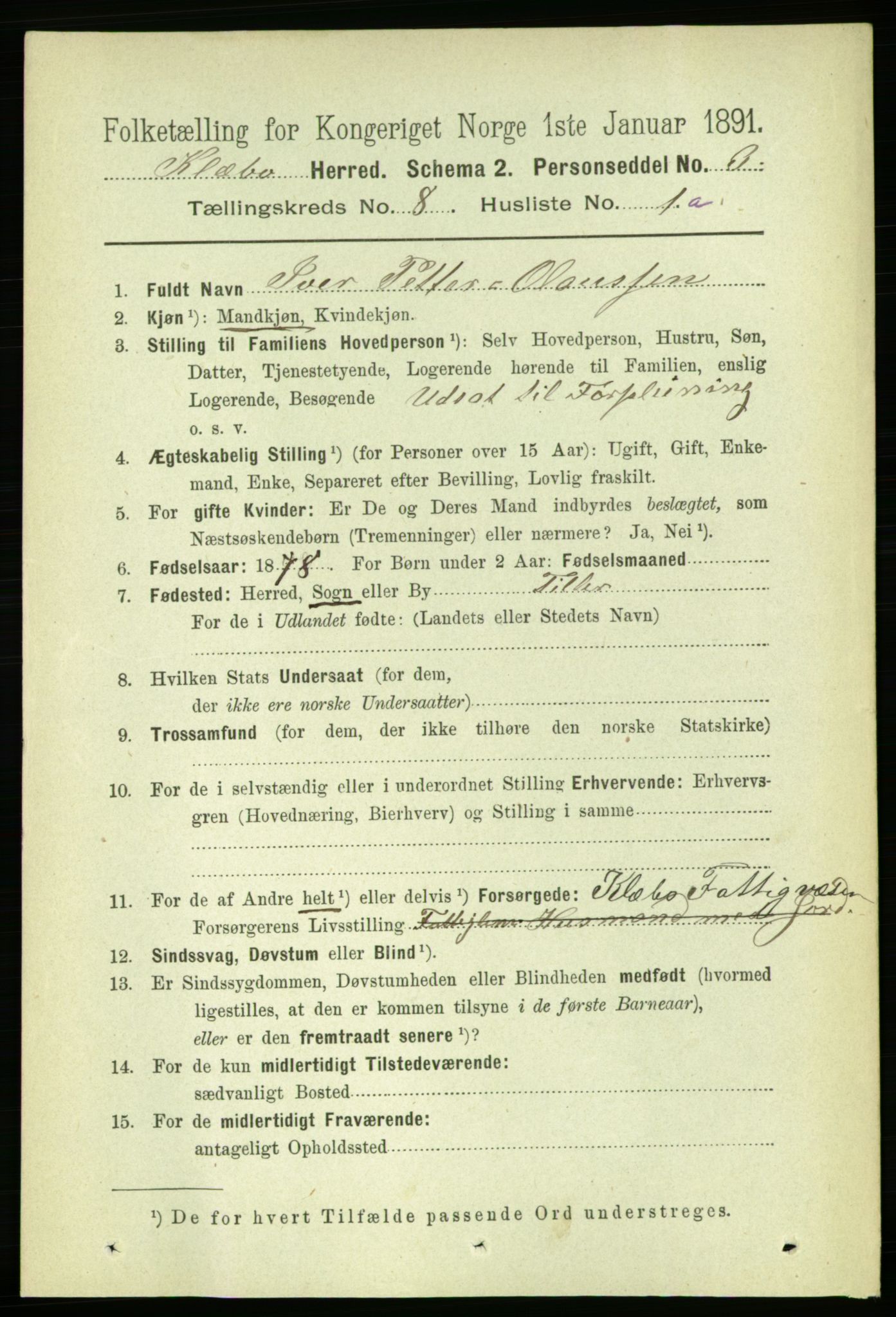 RA, 1891 census for 1662 Klæbu, 1891, p. 1559