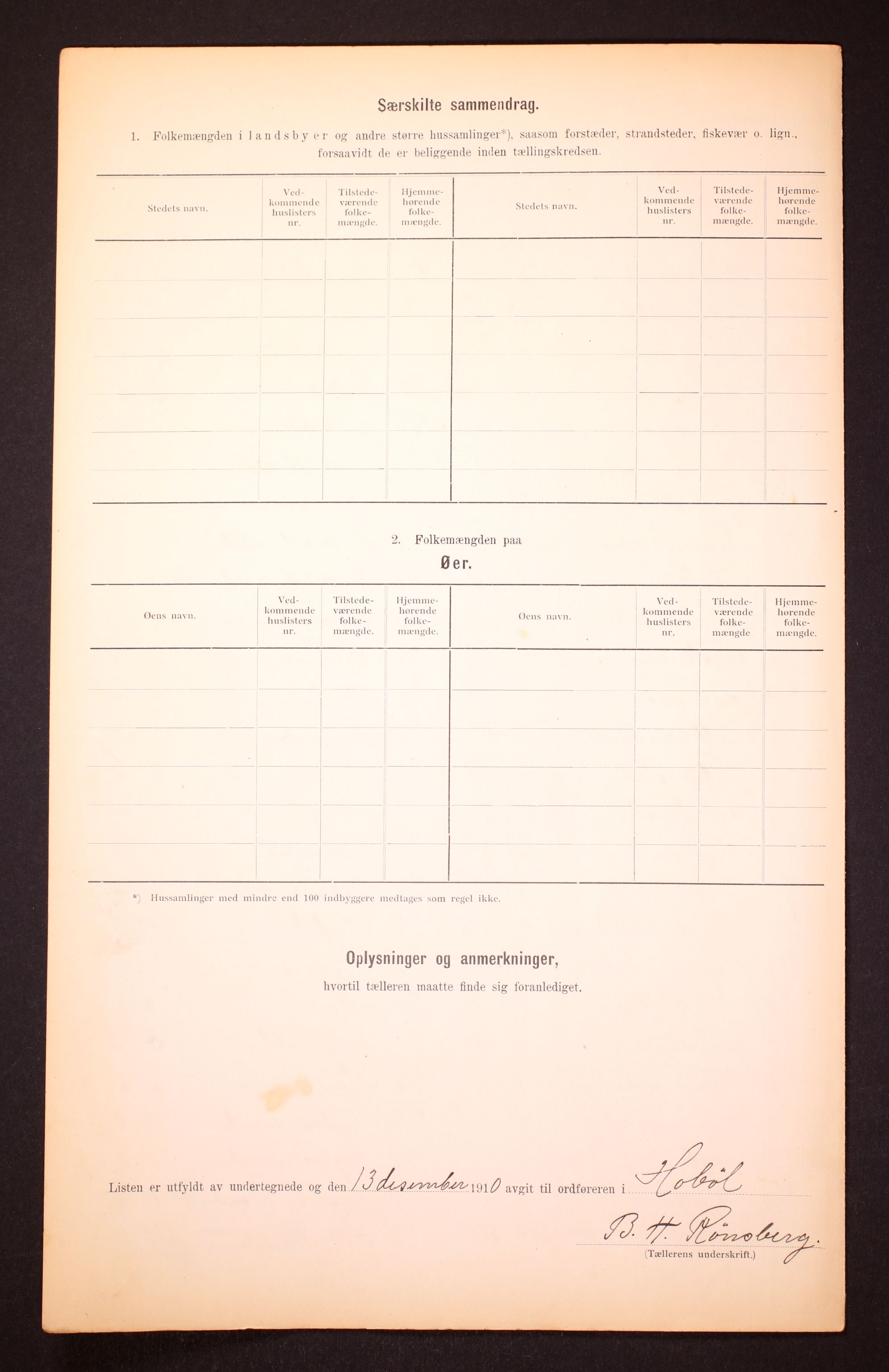 RA, 1910 census for Hobøl, 1910, p. 6