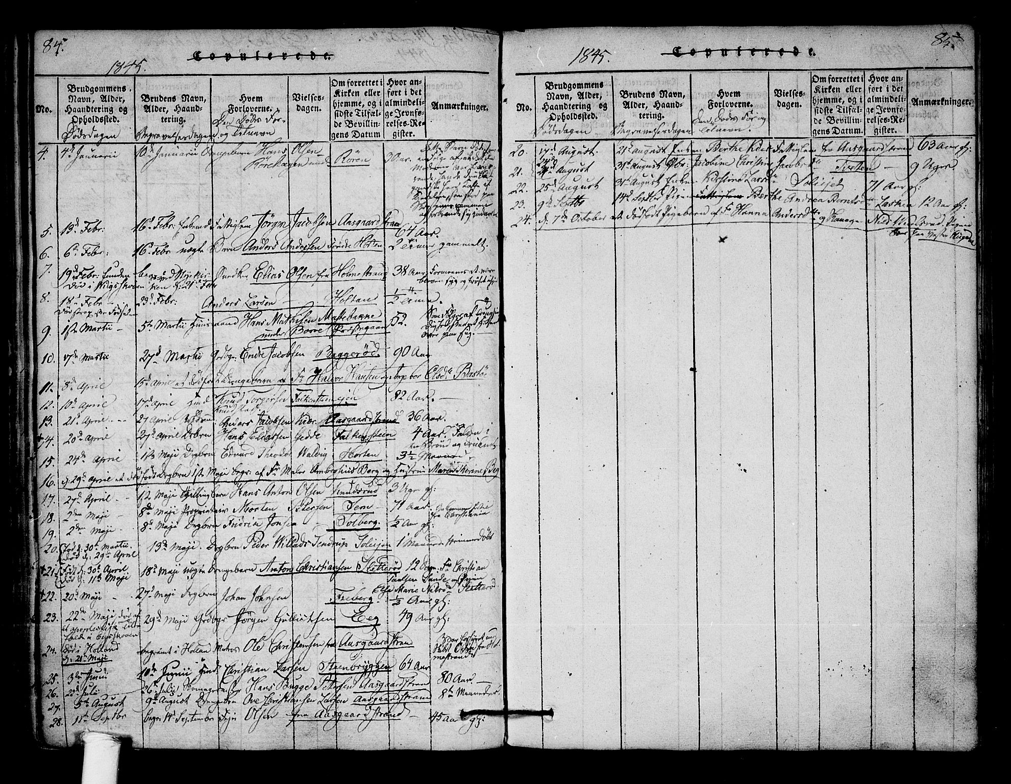 Borre kirkebøker, AV/SAKO-A-338/F/Fa/L0004: Parish register (official) no. I 4, 1815-1845, p. 84-85