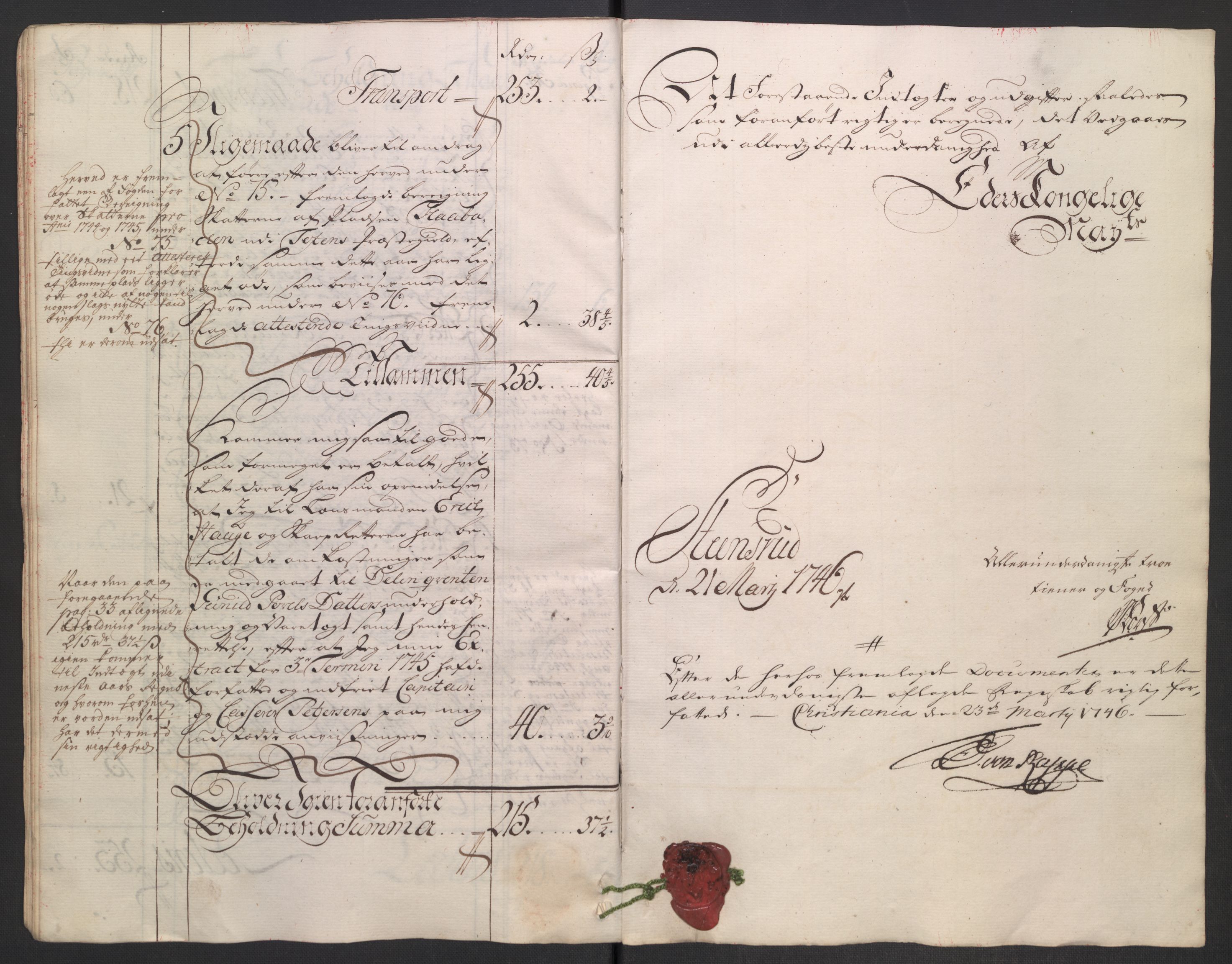 Rentekammeret inntil 1814, Reviderte regnskaper, Fogderegnskap, AV/RA-EA-4092/R18/L1345: Fogderegnskap Hadeland, Toten og Valdres, 1745-1746, p. 20