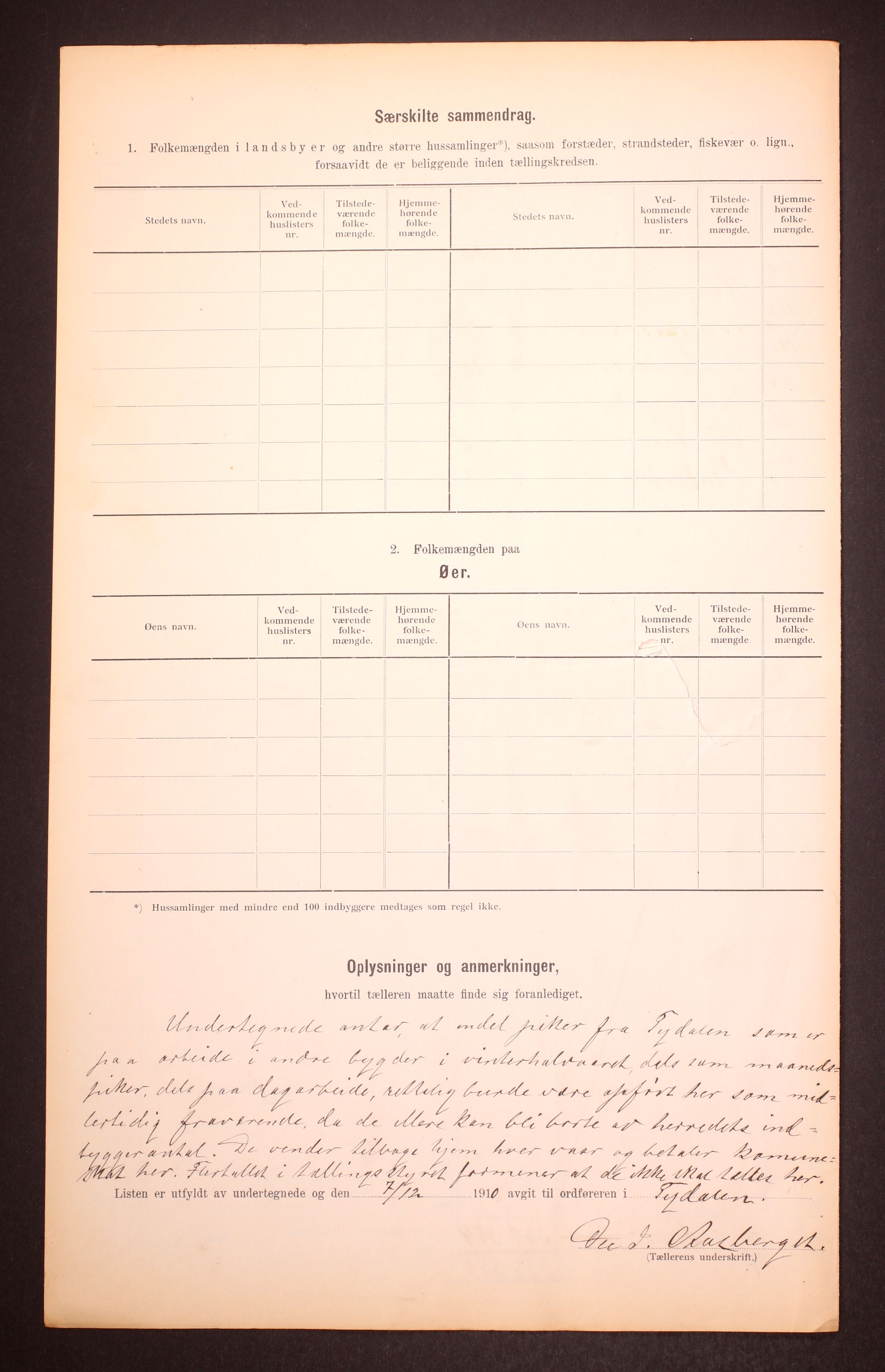RA, 1910 census for Tydal, 1910, p. 9
