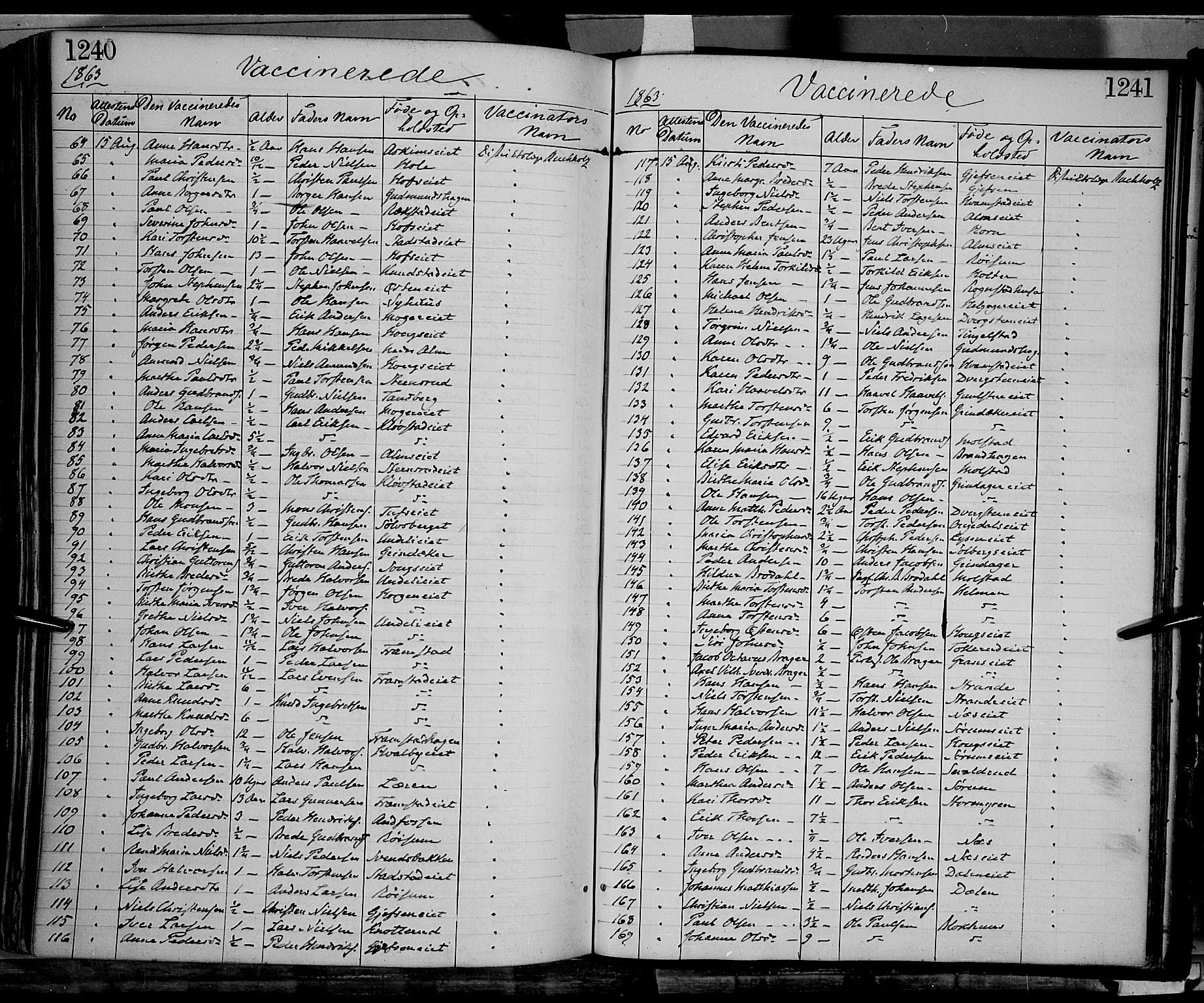 Gran prestekontor, SAH/PREST-112/H/Ha/Haa/L0012: Parish register (official) no. 12, 1856-1874, p. 1240-1241