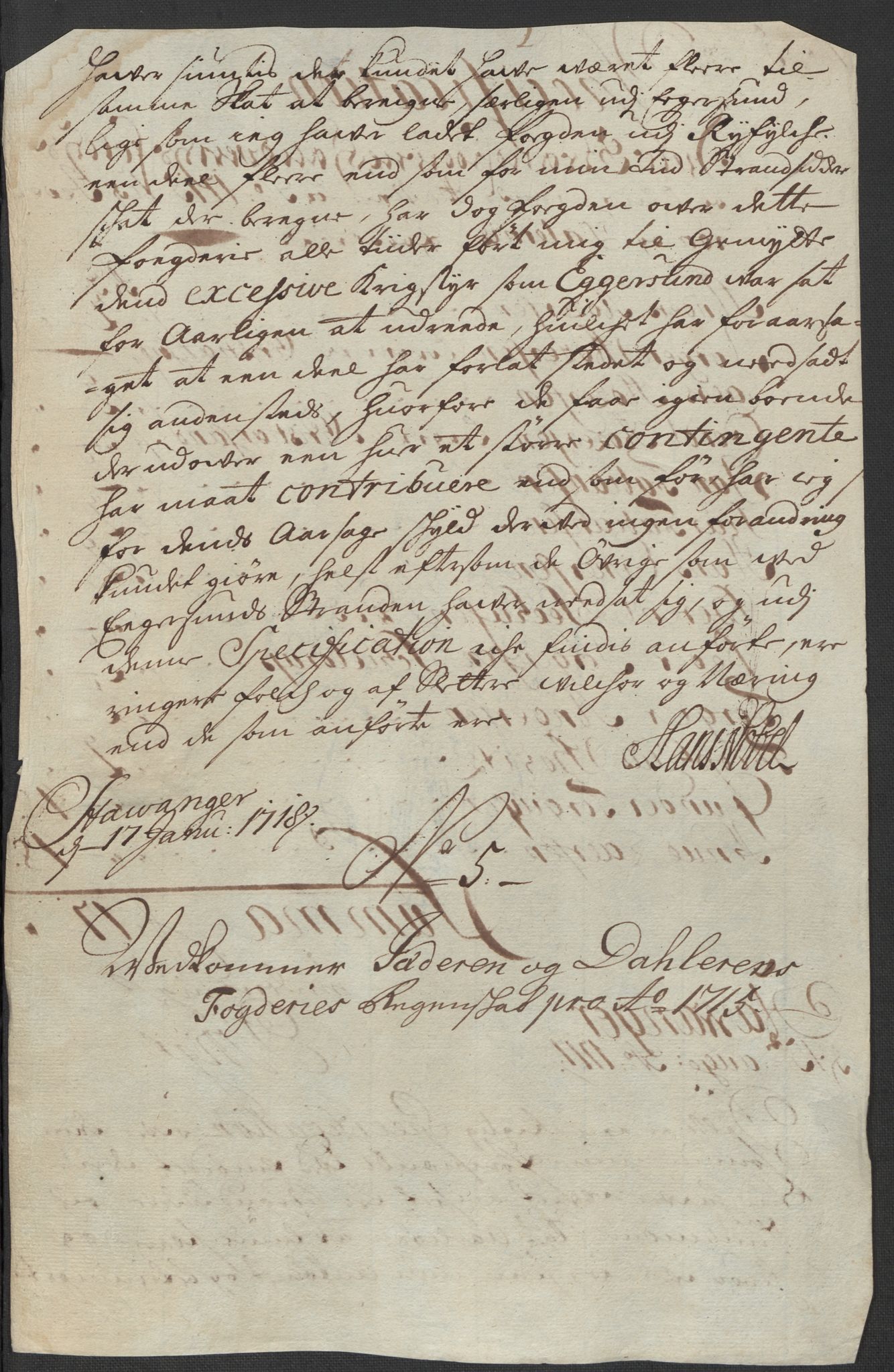 Rentekammeret inntil 1814, Reviderte regnskaper, Fogderegnskap, RA/EA-4092/R46/L2740: Fogderegnskap Jæren og Dalane, 1715-1716, p. 47