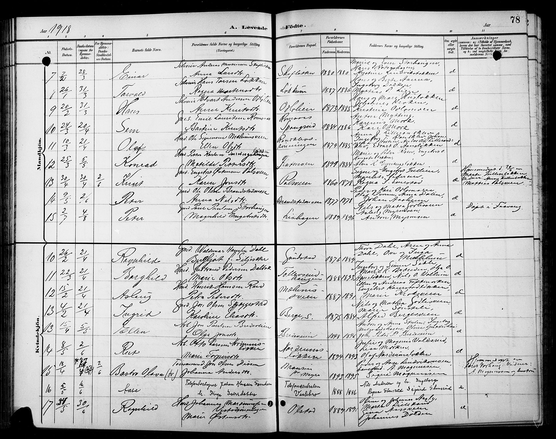 Ringebu prestekontor, SAH/PREST-082/H/Ha/Hab/L0009: Parish register (copy) no. 9, 1899-1921, p. 78