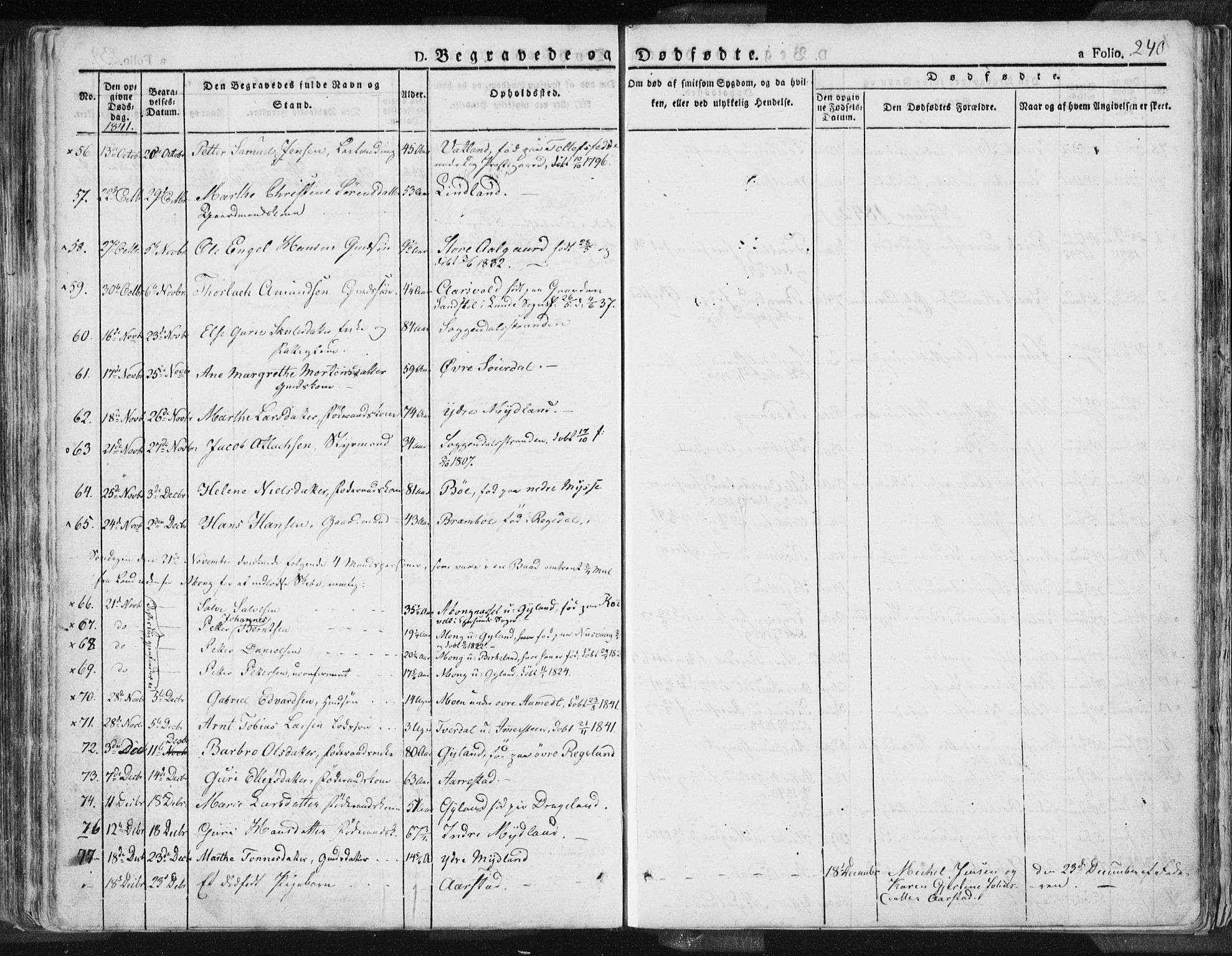 Sokndal sokneprestkontor, AV/SAST-A-101808: Parish register (official) no. A 7.1, 1826-1842, p. 240