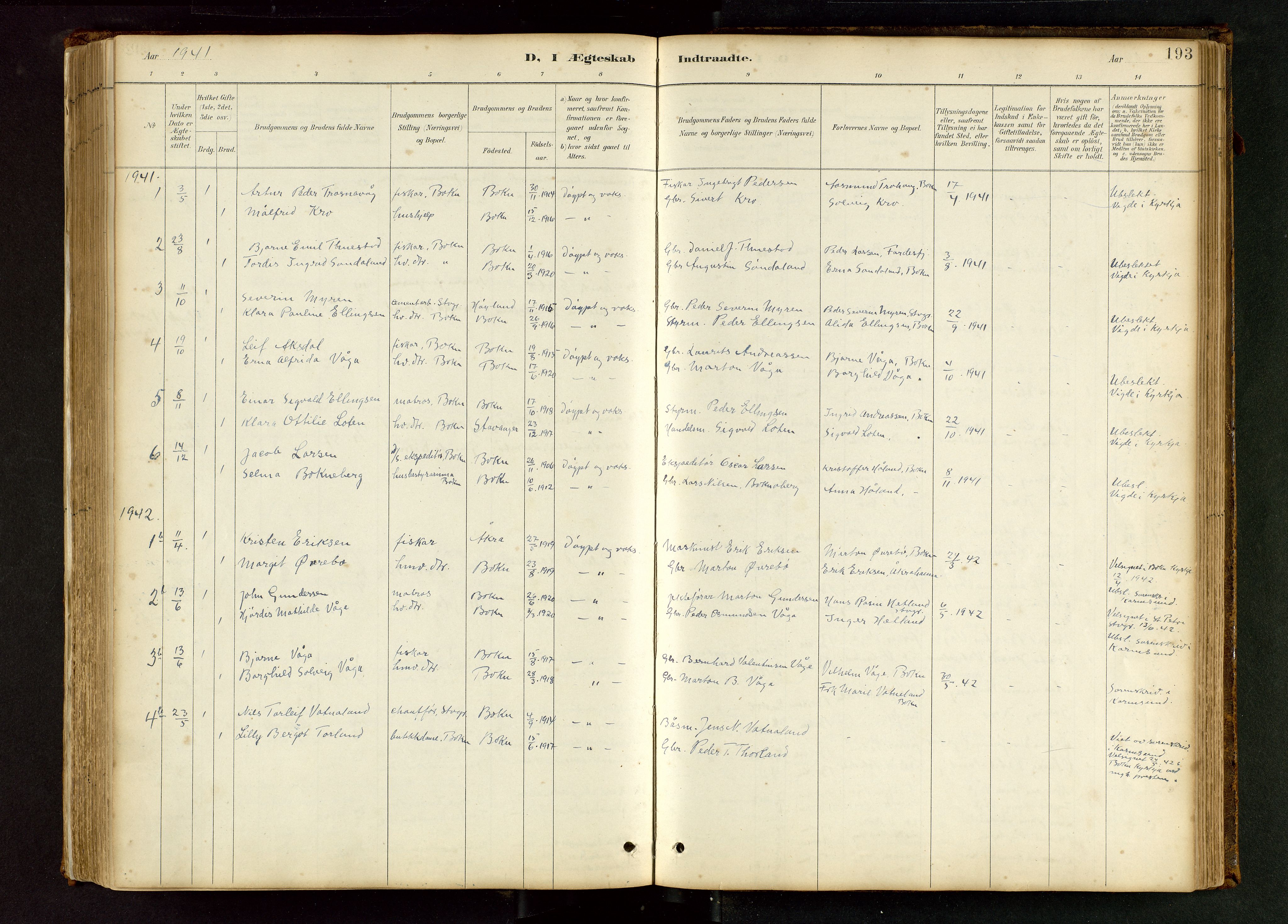 Tysvær sokneprestkontor, SAST/A -101864/H/Ha/Hab/L0005: Parish register (copy) no. B 5, 1887-1947, p. 193