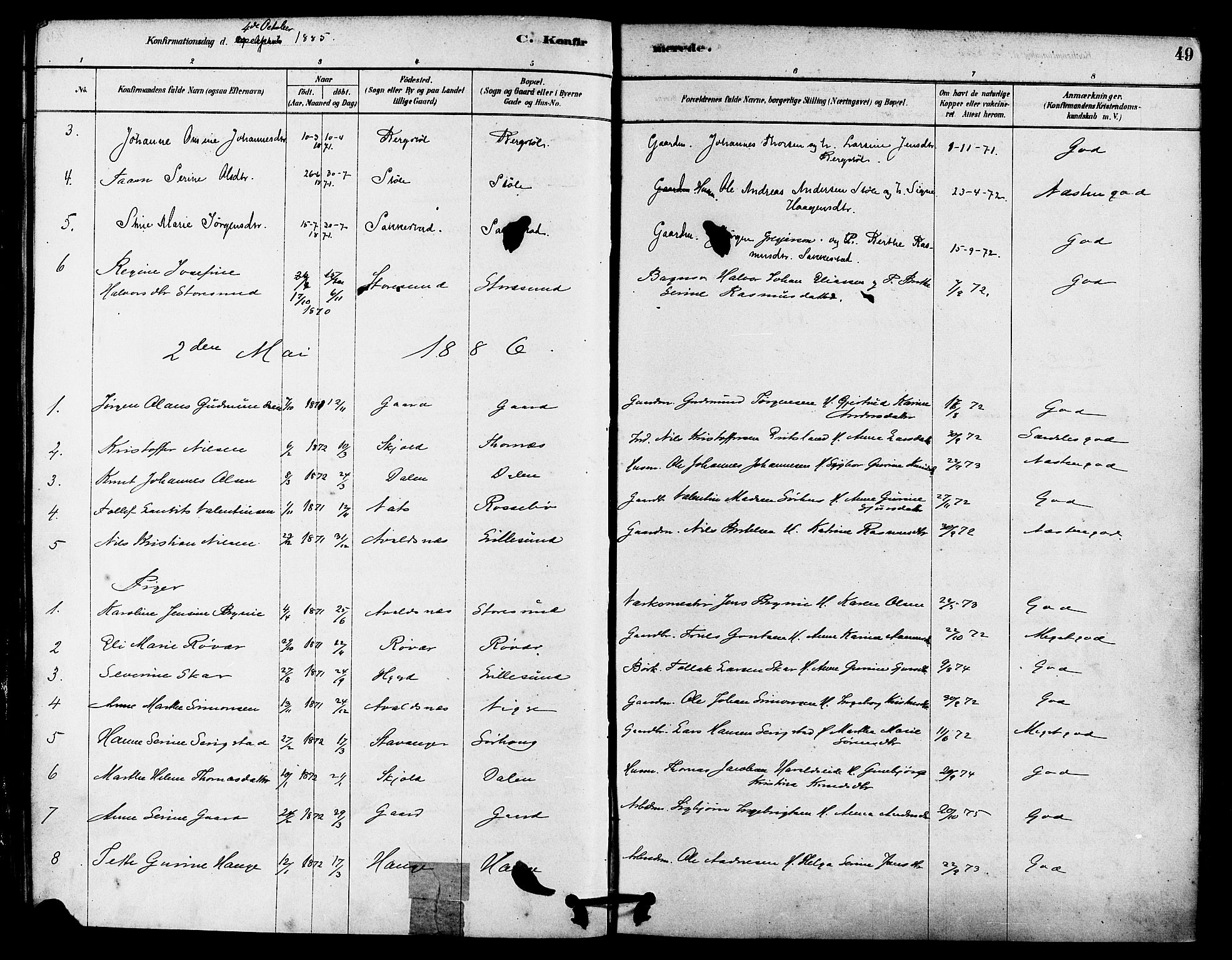 Haugesund sokneprestkontor, AV/SAST-A -101863/H/Ha/Haa/L0002: Parish register (official) no. A 2, 1878-1886, p. 49