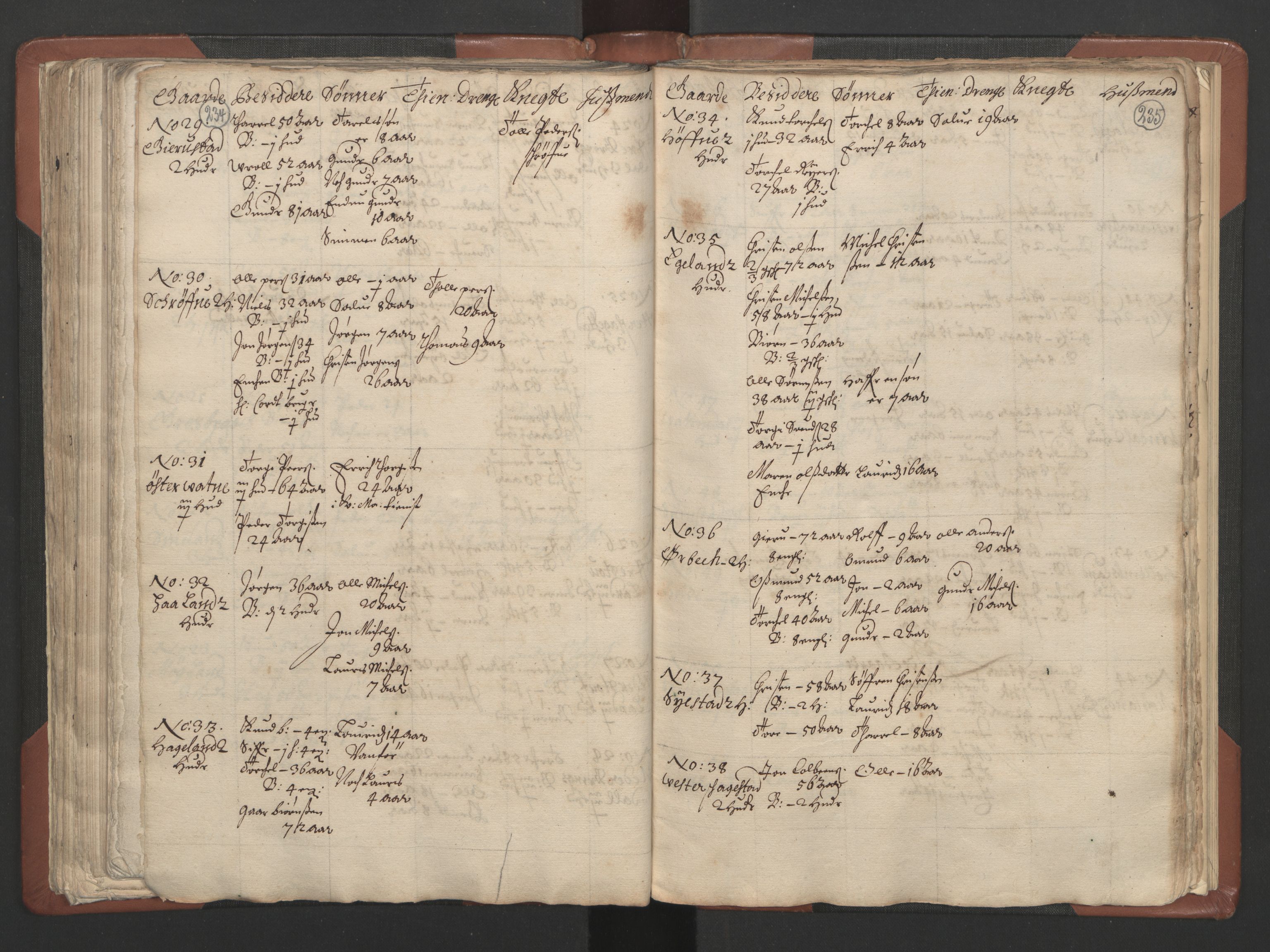 RA, Bailiff's Census 1664-1666, no. 9: Mandal len, 1664-1666, p. 234-235