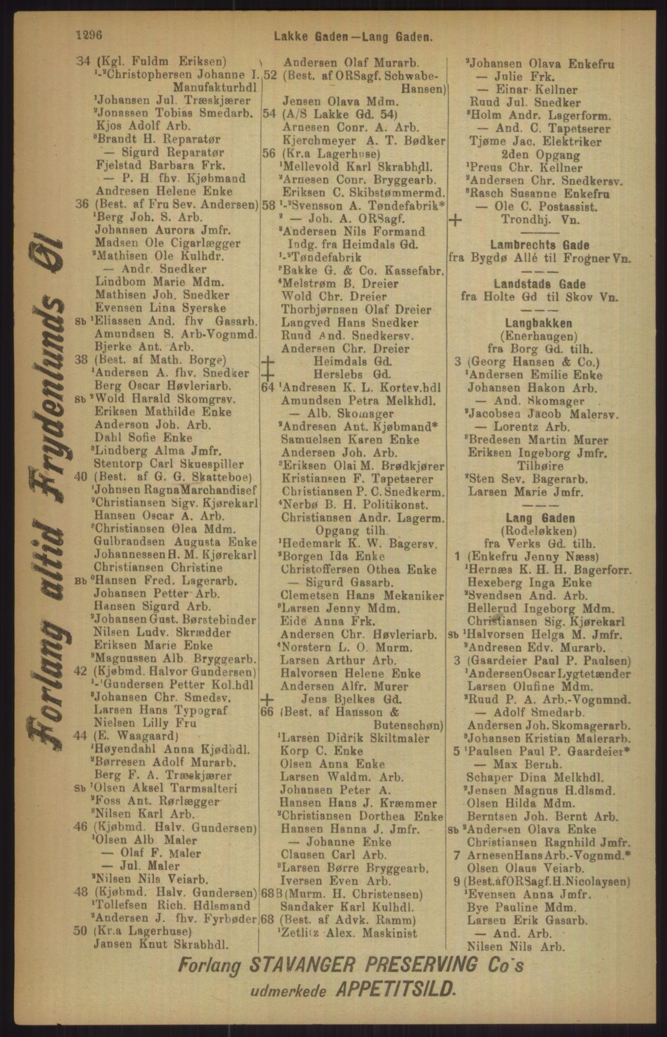 Kristiania/Oslo adressebok, PUBL/-, 1911, p. 1296