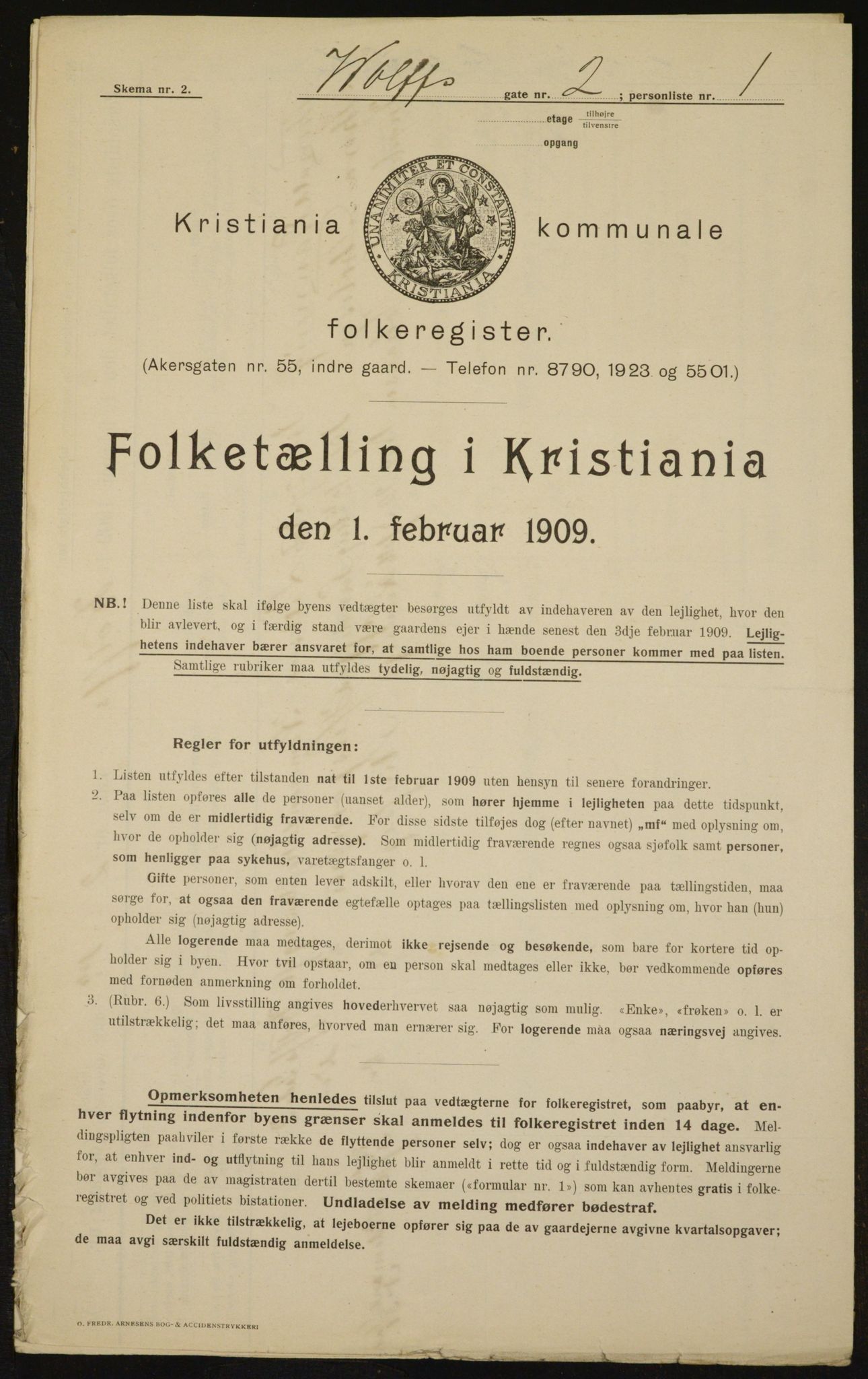 OBA, Municipal Census 1909 for Kristiania, 1909, p. 116669