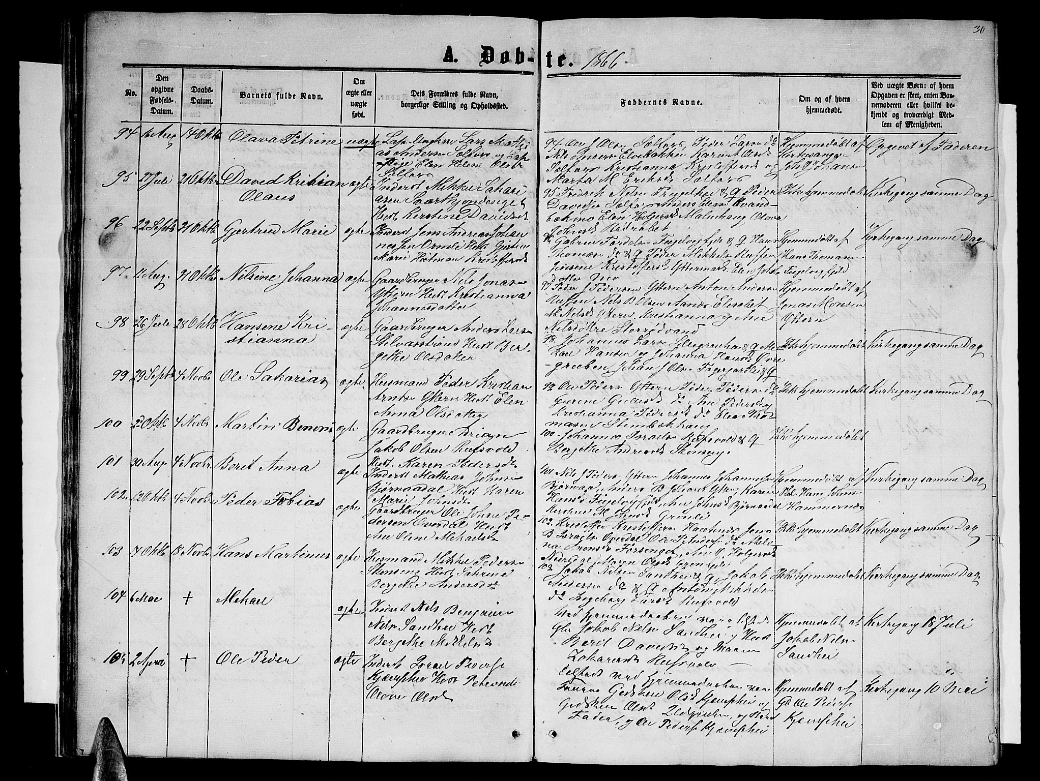 Ministerialprotokoller, klokkerbøker og fødselsregistre - Nordland, SAT/A-1459/827/L0415: Parish register (copy) no. 827C04, 1864-1886, p. 30