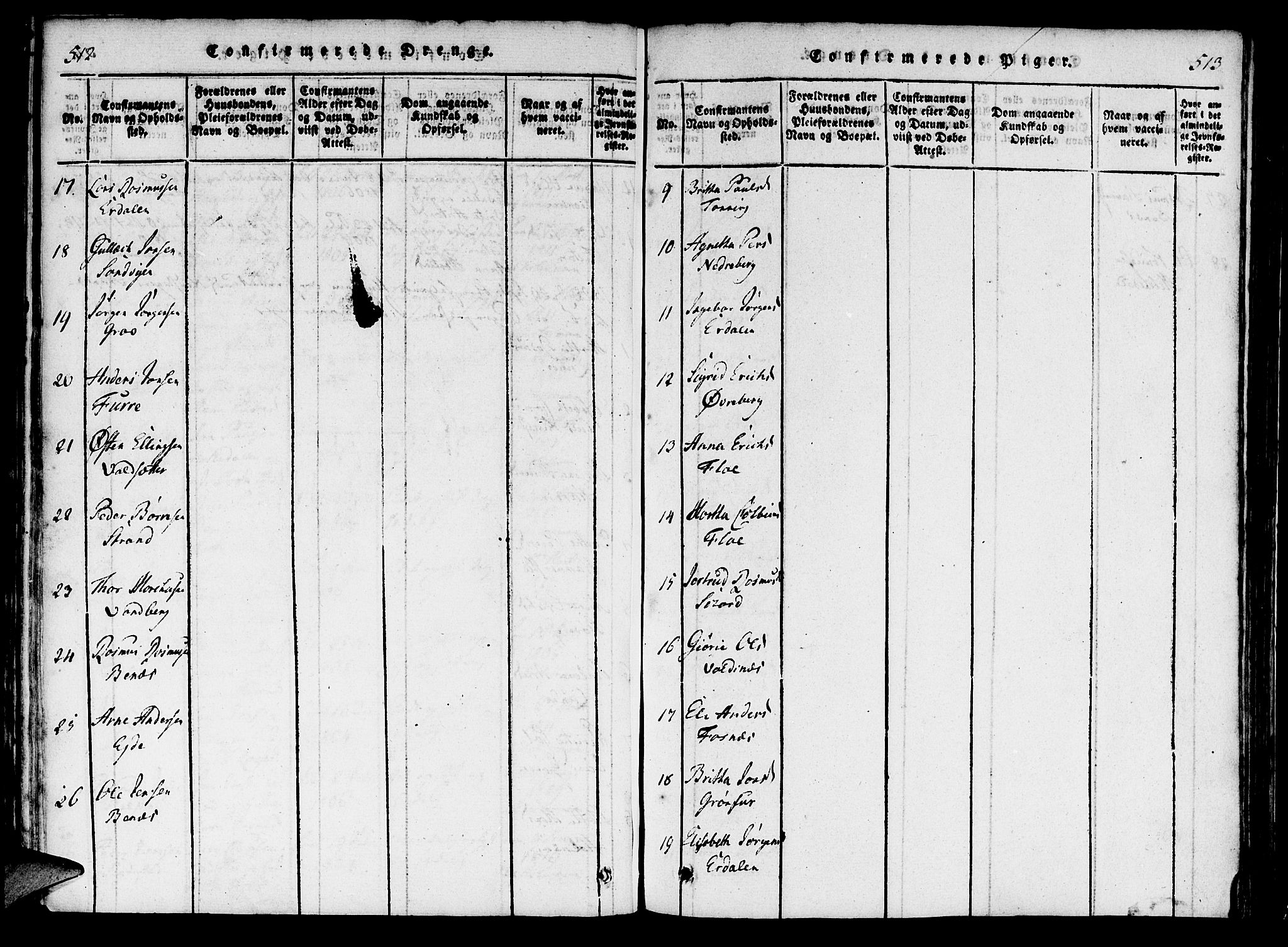 Innvik sokneprestembete, AV/SAB-A-80501: Parish register (official) no. A 2, 1816-1821, p. 512-513