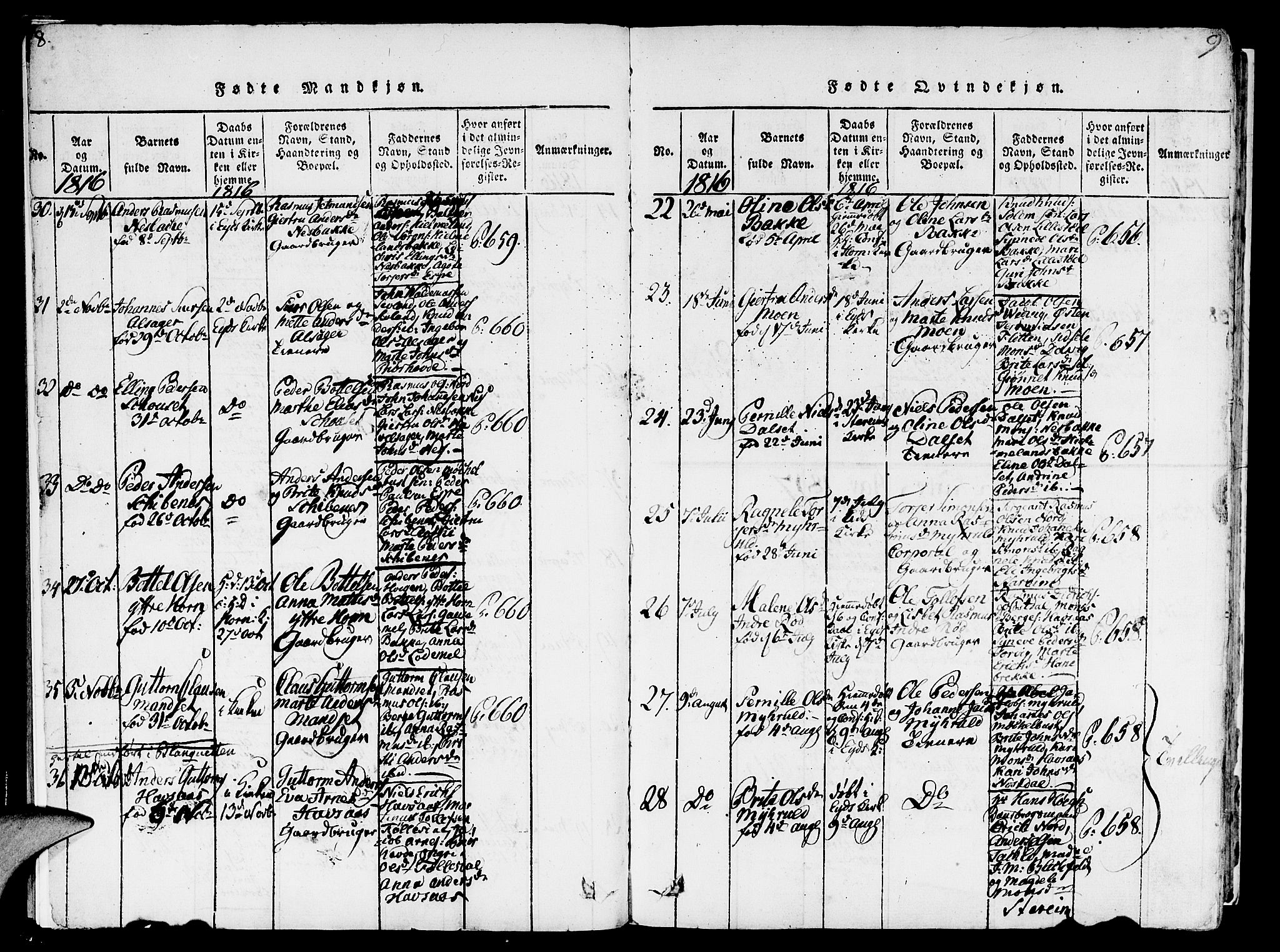 Eid sokneprestembete, SAB/A-82301/H/Haa/Haaa/L0005: Parish register (official) no. A 5, 1816-1830, p. 8-9