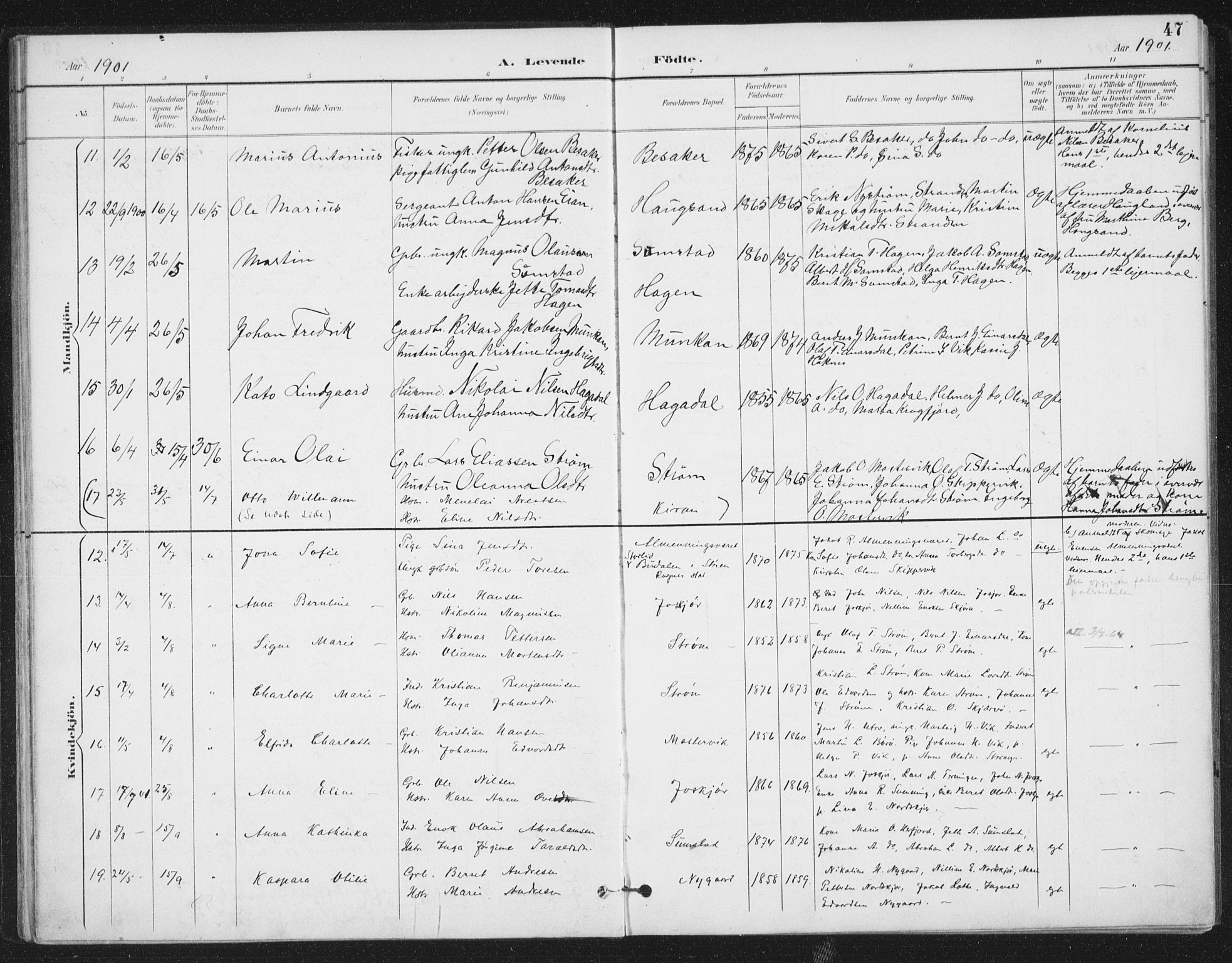 Ministerialprotokoller, klokkerbøker og fødselsregistre - Sør-Trøndelag, SAT/A-1456/657/L0708: Parish register (official) no. 657A09, 1894-1904, p. 47