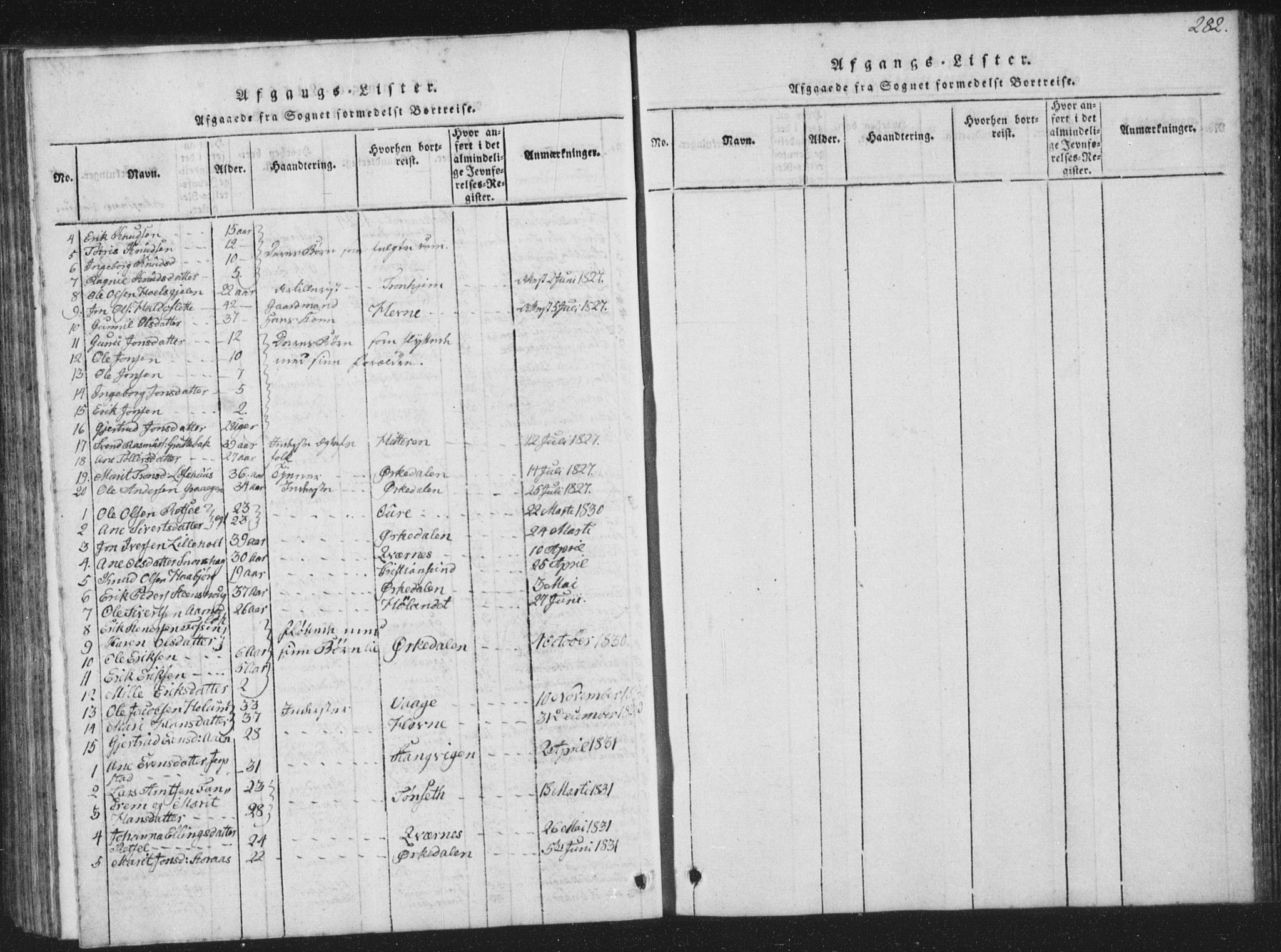 Ministerialprotokoller, klokkerbøker og fødselsregistre - Sør-Trøndelag, SAT/A-1456/672/L0862: Parish register (copy) no. 672C01, 1816-1831, p. 282